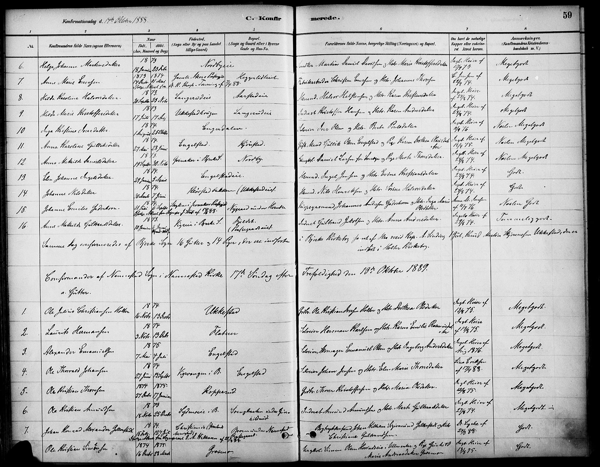 Nannestad prestekontor Kirkebøker, AV/SAO-A-10414a/F/Fa/L0014: Parish register (official) no. I 14, 1881-1890, p. 59