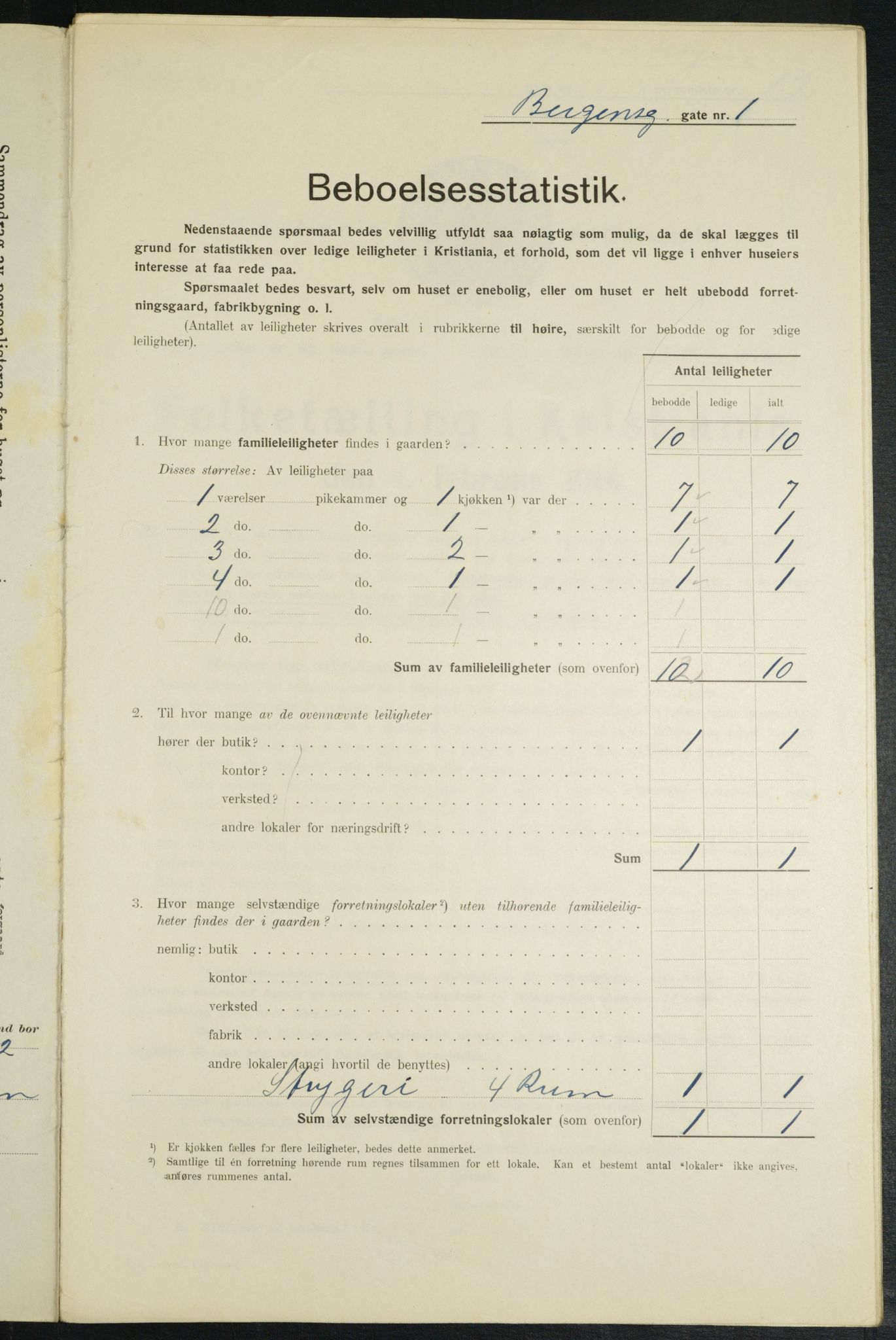 OBA, Municipal Census 1914 for Kristiania, 1914, p. 3696