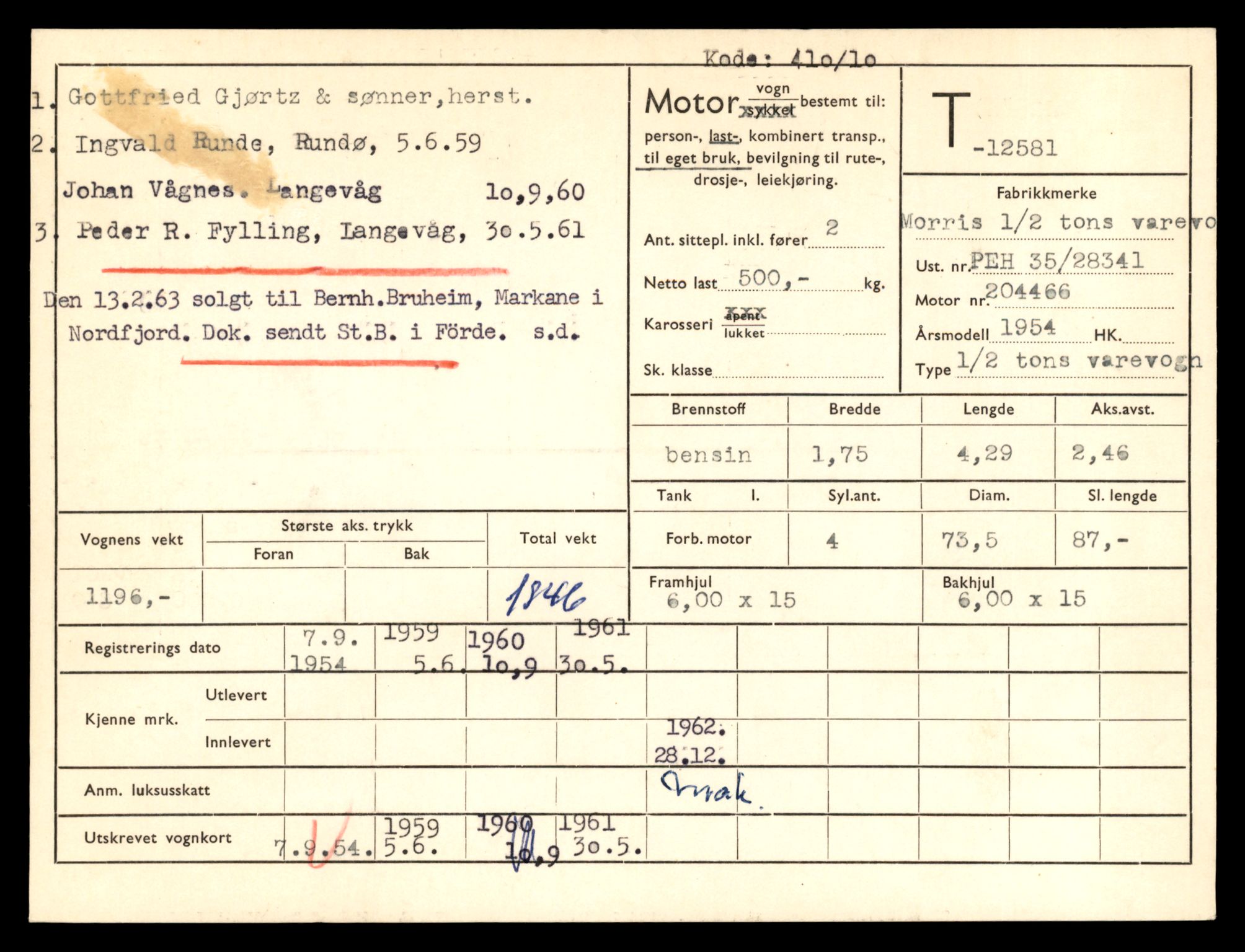 Møre og Romsdal vegkontor - Ålesund trafikkstasjon, AV/SAT-A-4099/F/Fe/L0034: Registreringskort for kjøretøy T 12500 - T 12652, 1927-1998, p. 1522