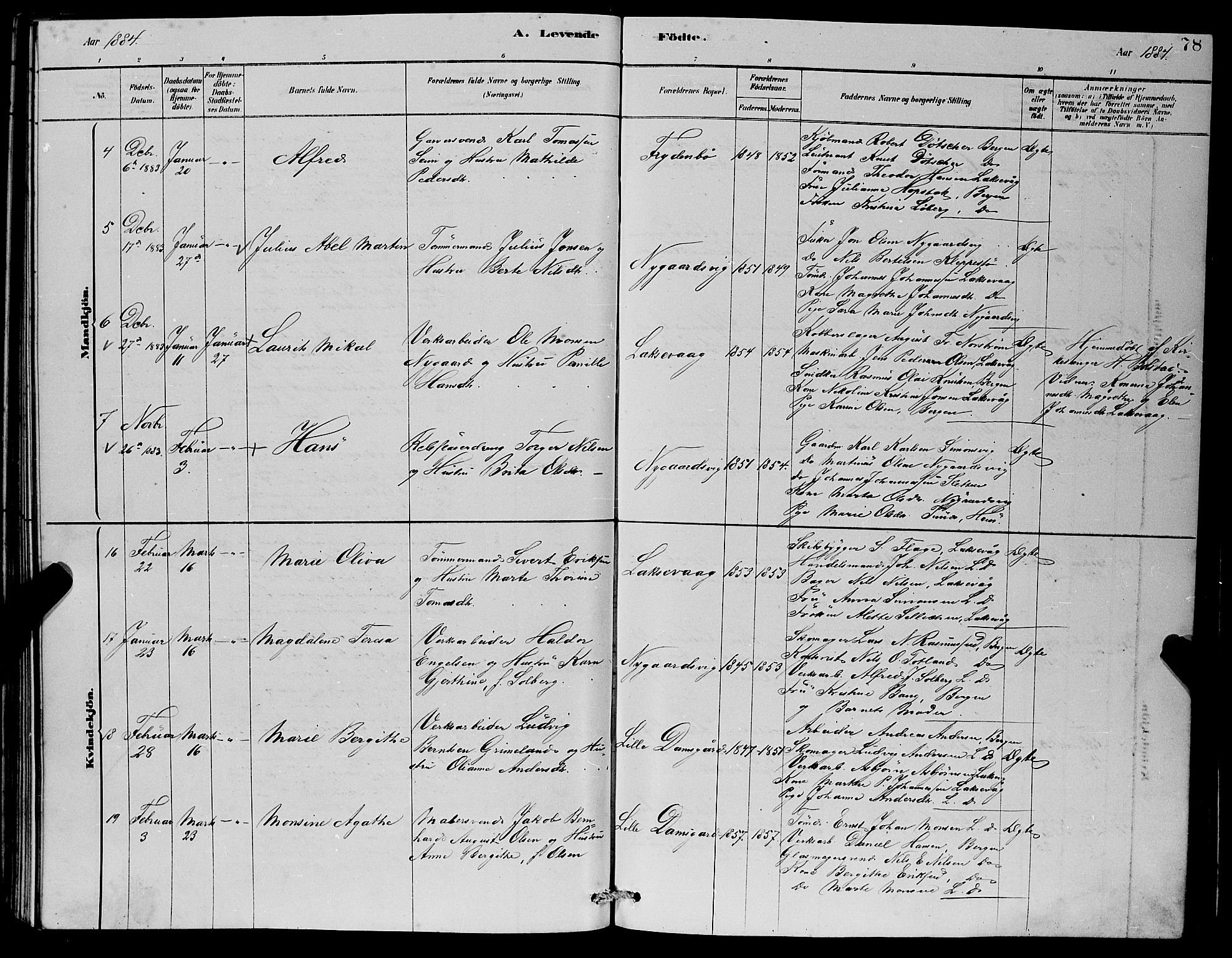 Laksevåg Sokneprestembete, SAB/A-76501/H/Ha/Hab/Haba/L0002: Parish register (copy) no. A 2, 1877-1887, p. 78