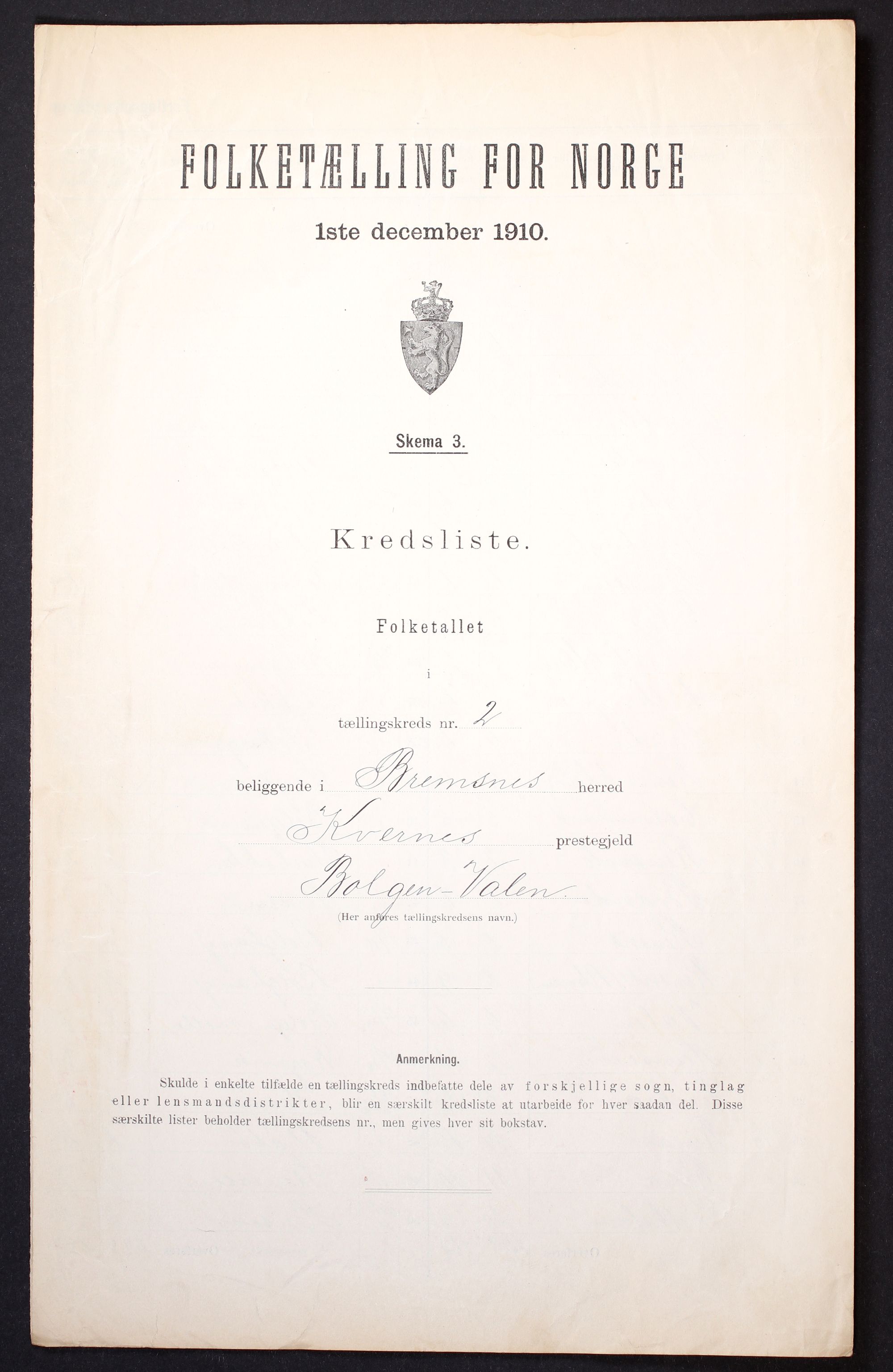 RA, 1910 census for Bremsnes, 1910, p. 7