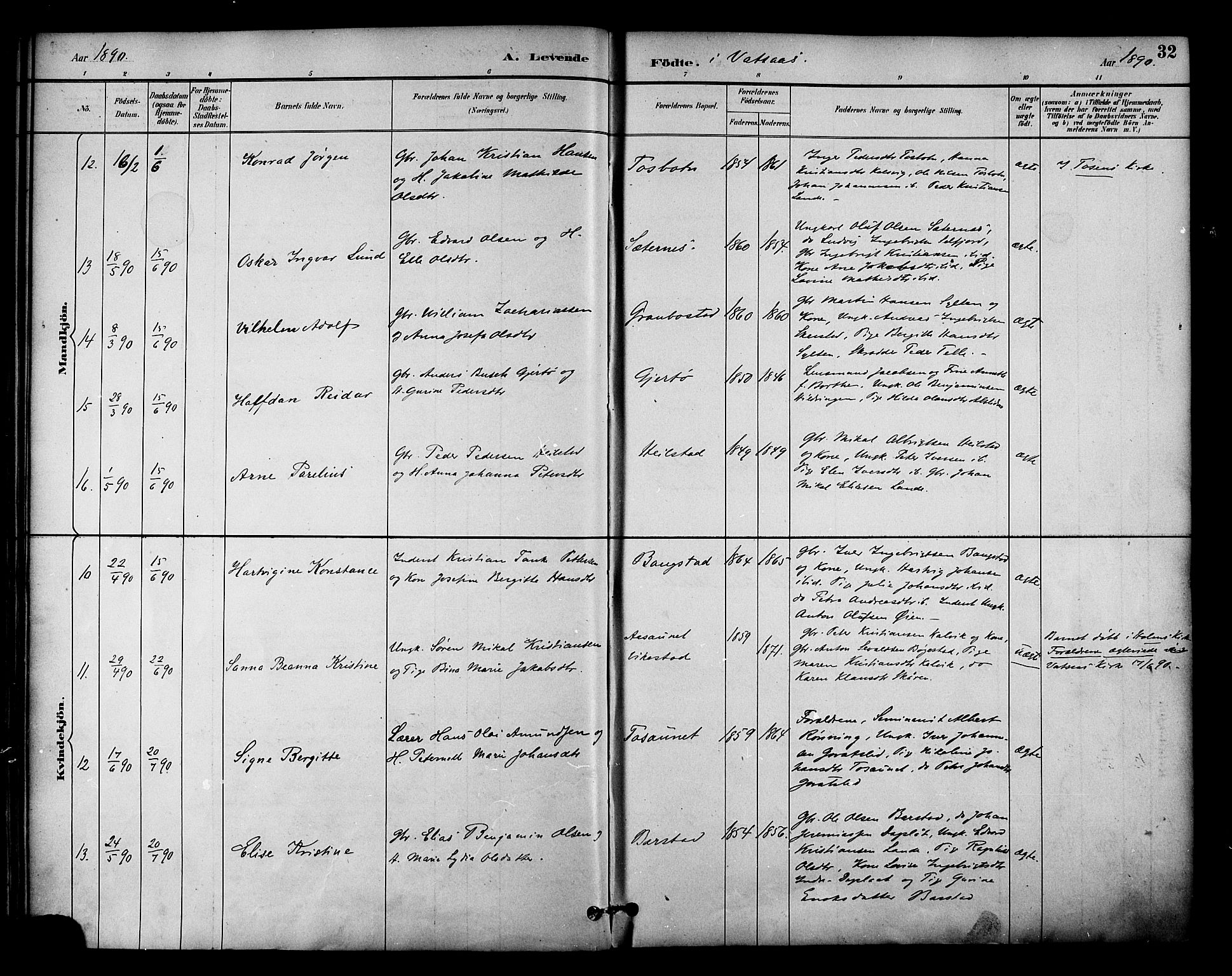 Ministerialprotokoller, klokkerbøker og fødselsregistre - Nordland, AV/SAT-A-1459/810/L0150: Parish register (official) no. 810A10 /1, 1884-1895, p. 32