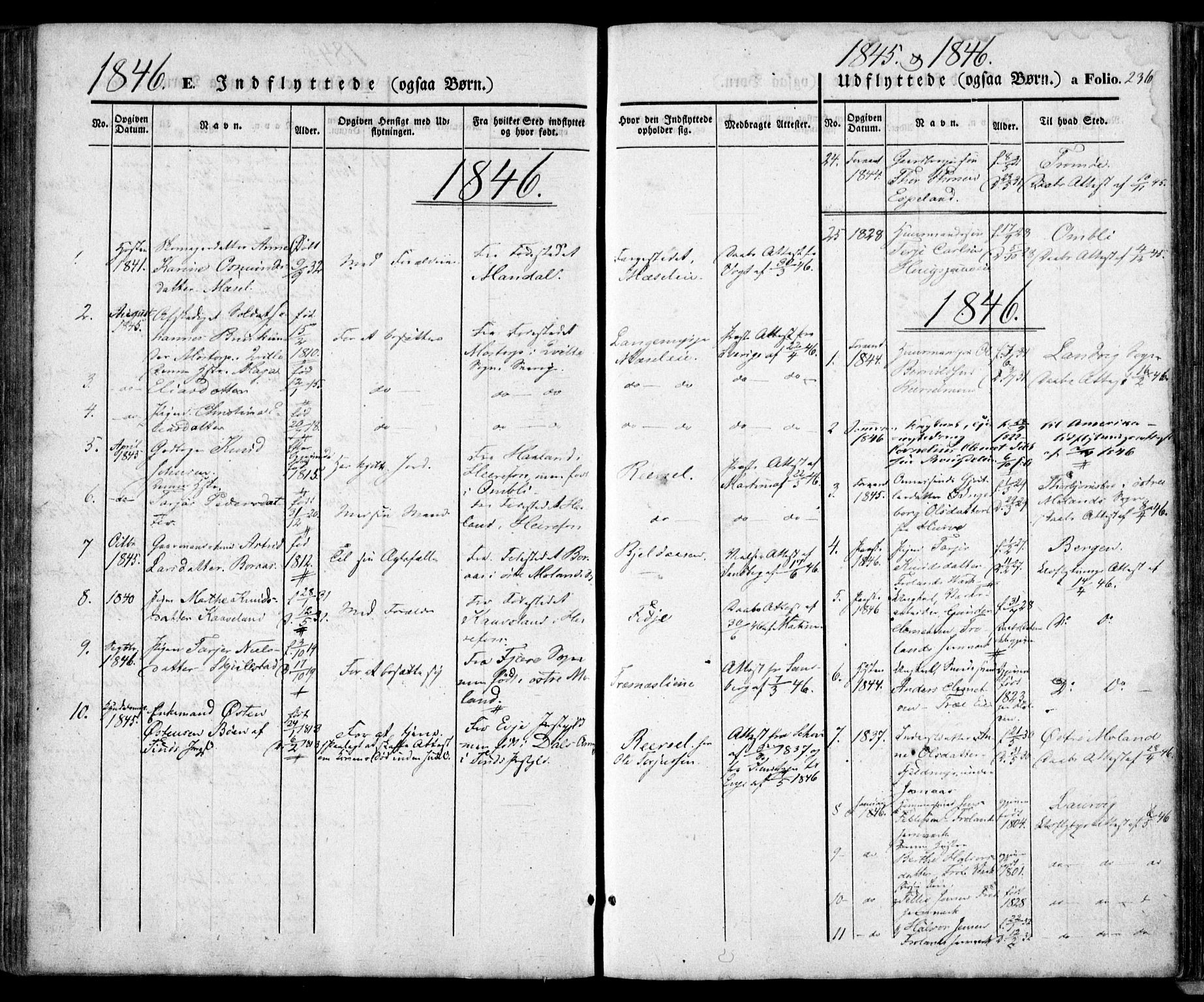 Froland sokneprestkontor, SAK/1111-0013/F/Fa/L0002: Parish register (official) no. A 2, 1845-1863, p. 236