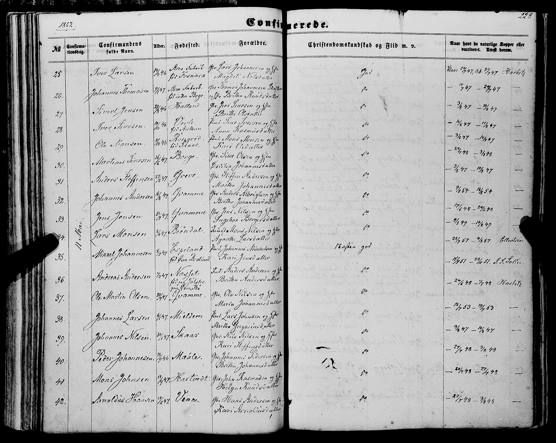 Haus sokneprestembete, AV/SAB-A-75601/H/Haa: Parish register (official) no. A 17, 1858-1870, p. 223