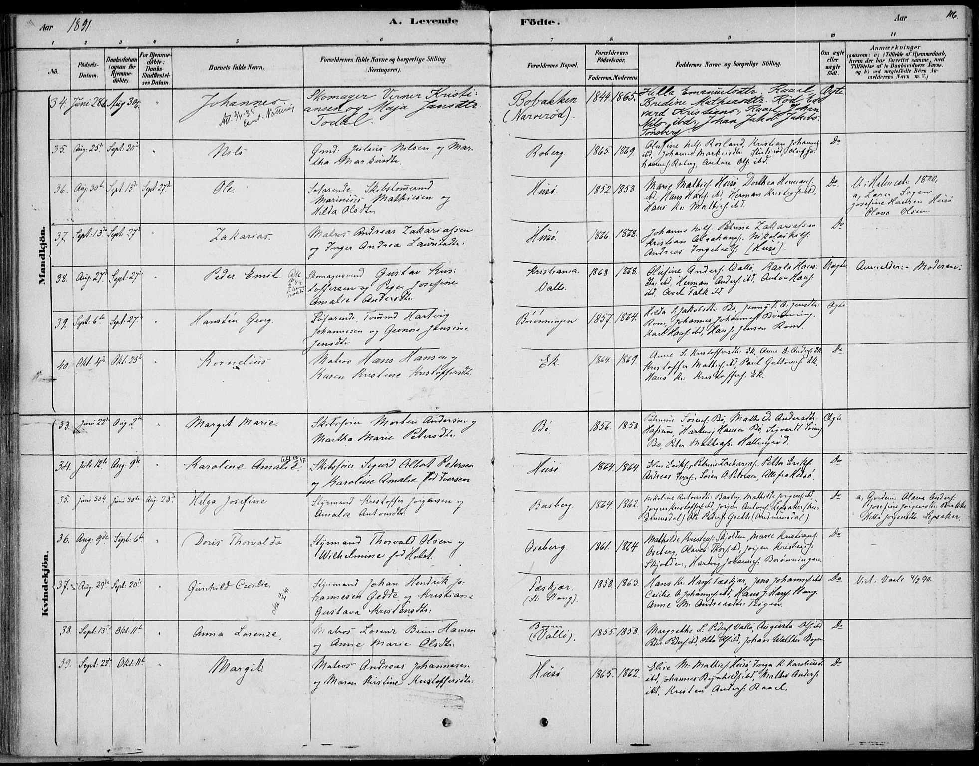 Sem kirkebøker, SAKO/A-5/F/Fb/L0004: Parish register (official) no. II 4, 1878-1891, p. 116