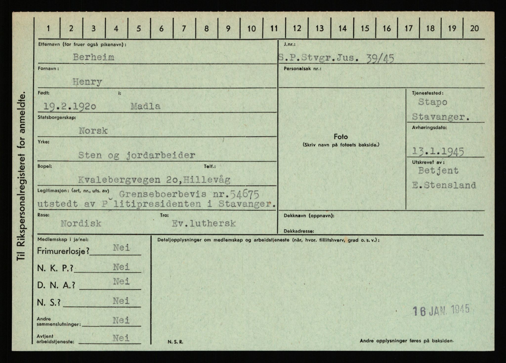 Statspolitiet - Hovedkontoret / Osloavdelingen, AV/RA-S-1329/C/Ca/L0002: Arneberg - Brand, 1943-1945, p. 2925