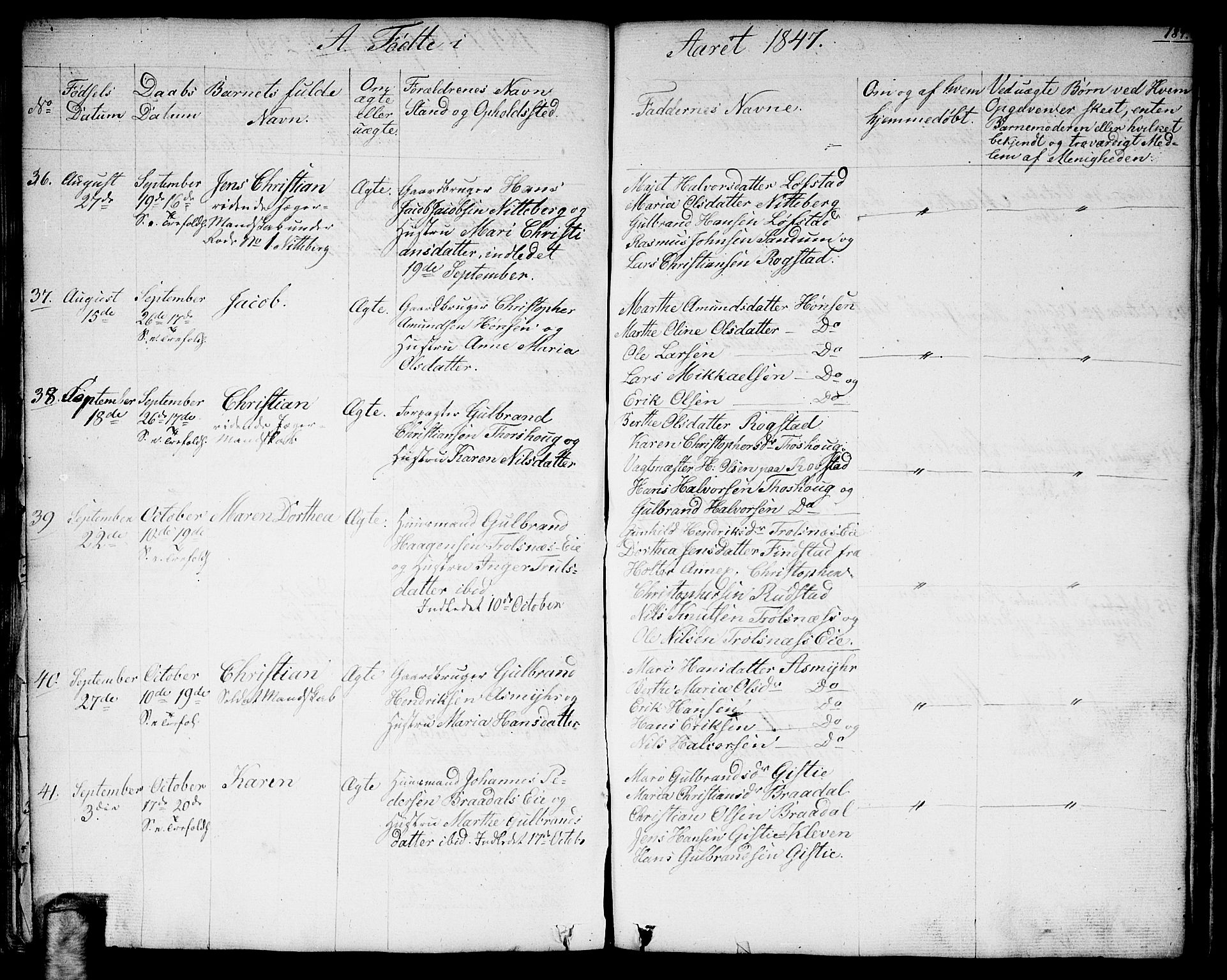 Gjerdrum prestekontor Kirkebøker, AV/SAO-A-10412b/G/Ga/L0002: Parish register (copy) no. I 2, 1836-1850, p. 187