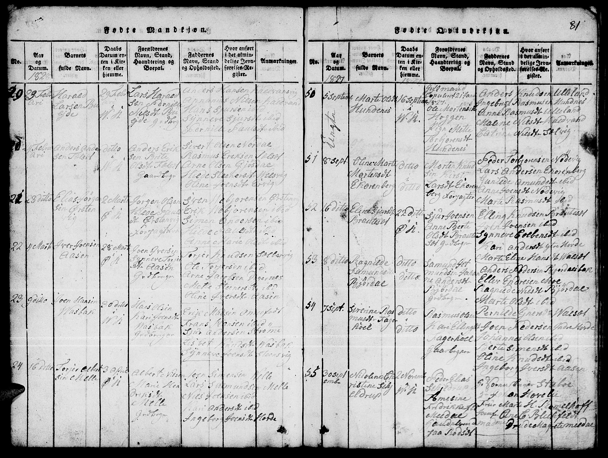 Ministerialprotokoller, klokkerbøker og fødselsregistre - Møre og Romsdal, AV/SAT-A-1454/511/L0155: Parish register (copy) no. 511C01, 1817-1829, p. 81