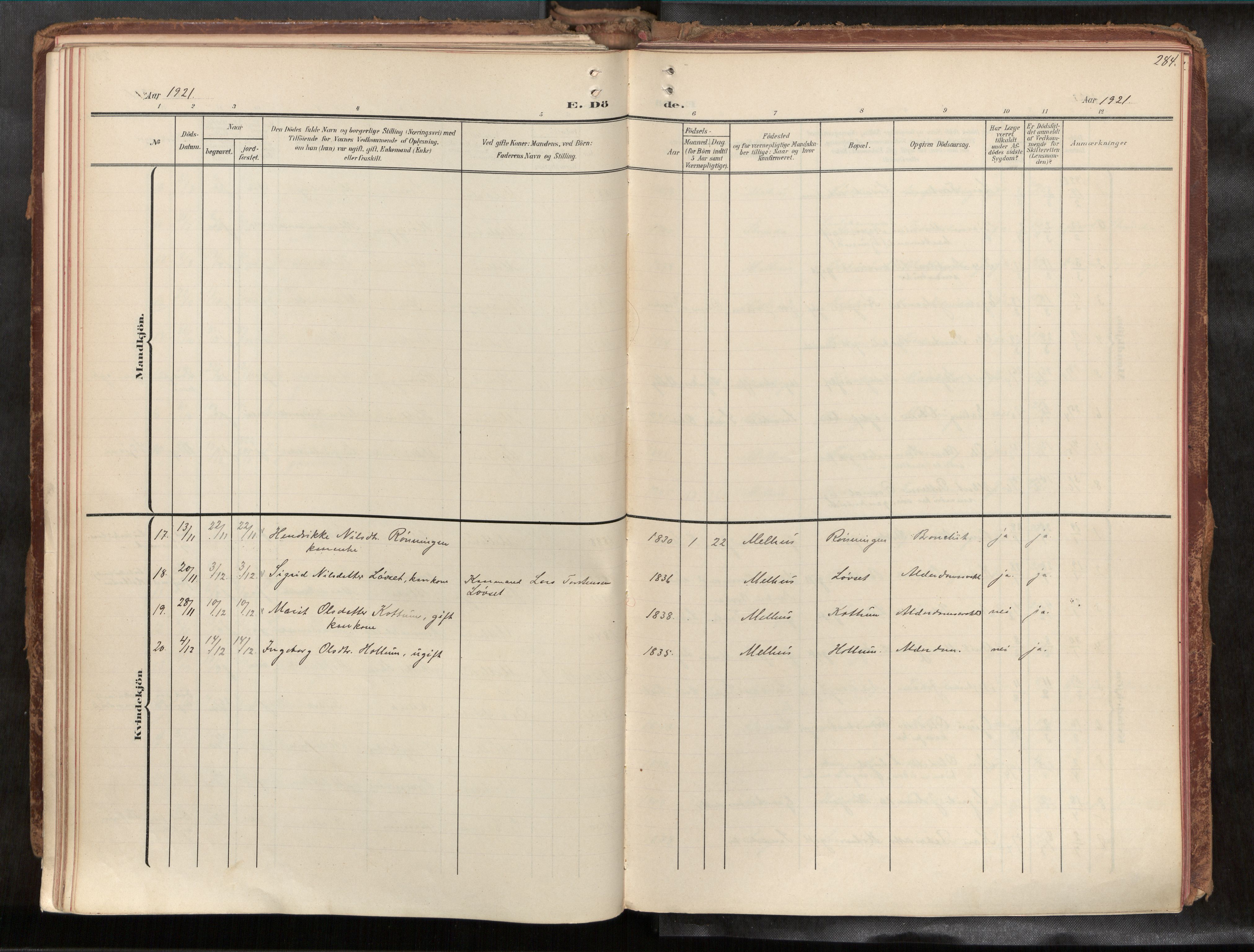 Ministerialprotokoller, klokkerbøker og fødselsregistre - Sør-Trøndelag, SAT/A-1456/691/L1085b: Parish register (official) no. 691A18, 1908-1930, p. 284