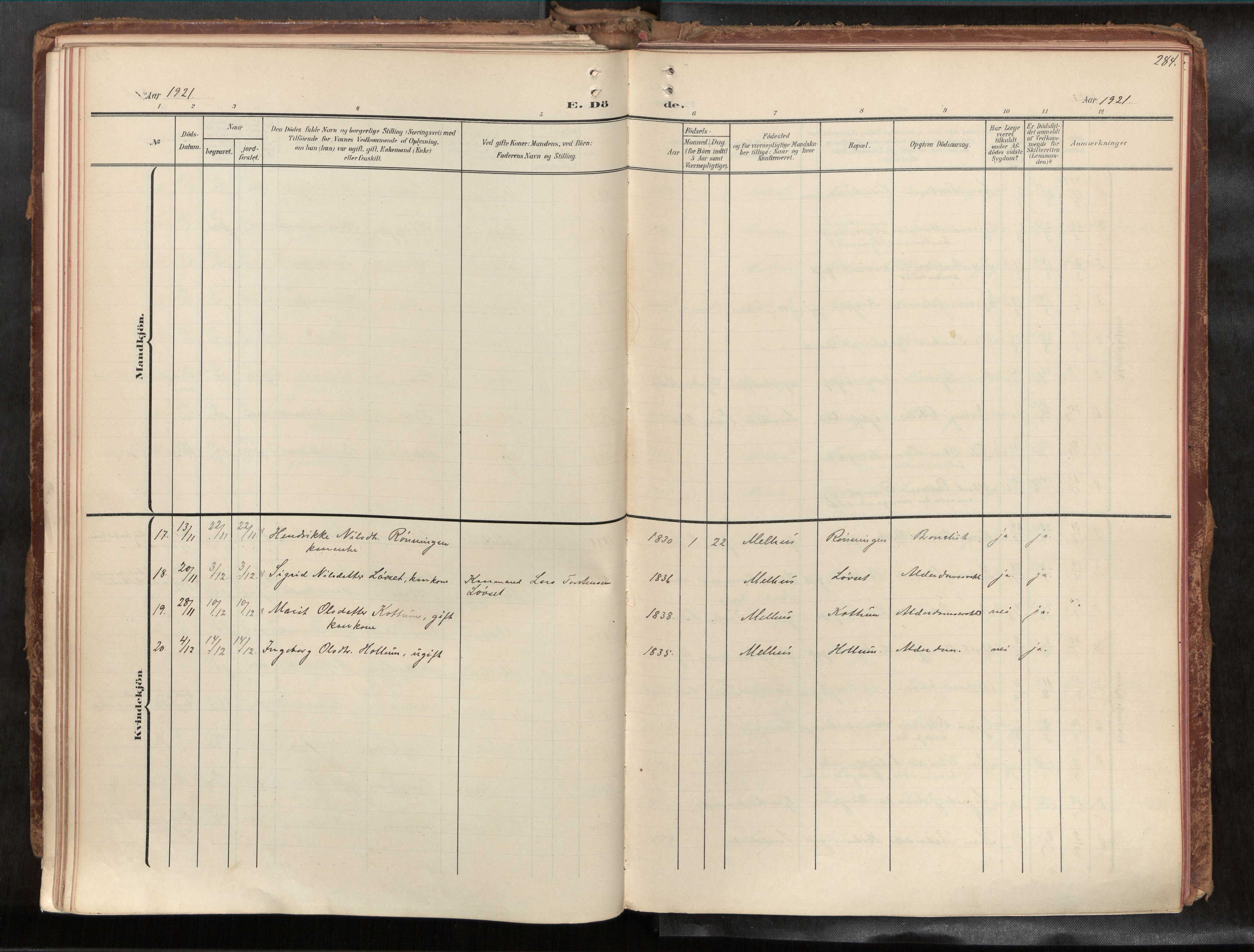 Ministerialprotokoller, klokkerbøker og fødselsregistre - Sør-Trøndelag, AV/SAT-A-1456/691/L1085b: Parish register (official) no. 691A18, 1908-1930, p. 284