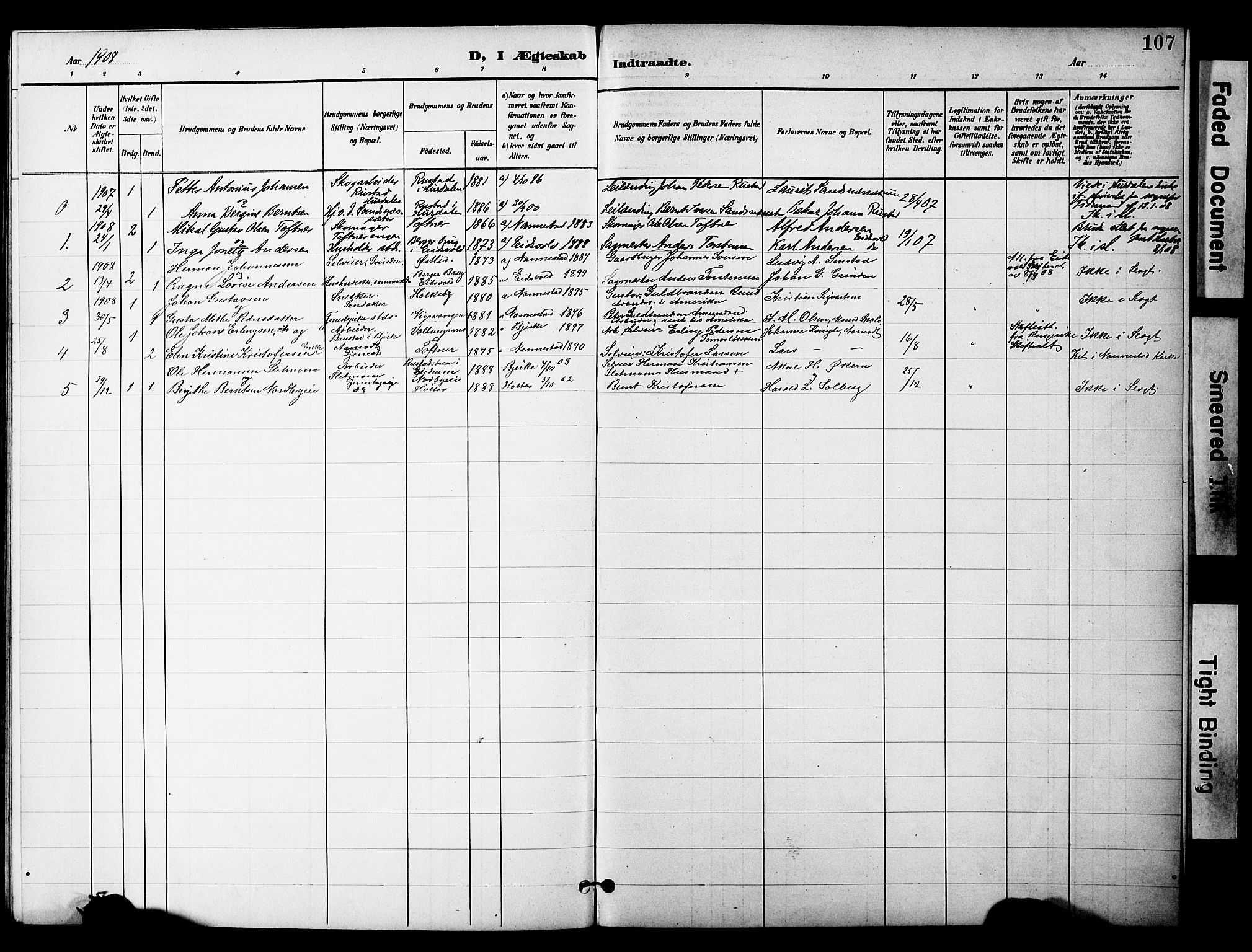Nannestad prestekontor Kirkebøker, SAO/A-10414a/G/Gc/L0001: Parish register (copy) no. III 1, 1901-1916, p. 107