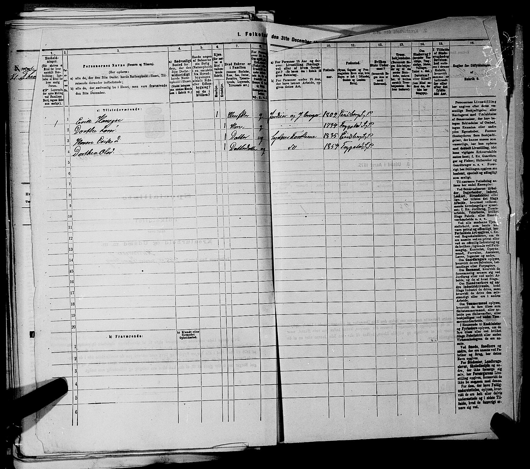 RA, 1875 census for 0125P Eidsberg, 1875, p. 1618