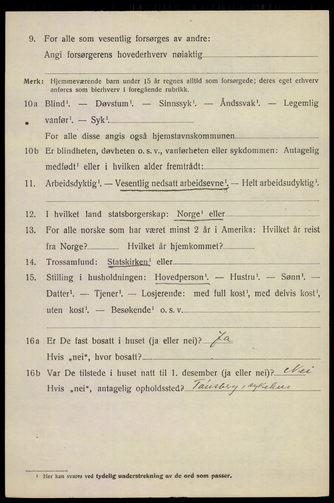 SAKO, 1920 census for Sandeherred, 1920, p. 8637