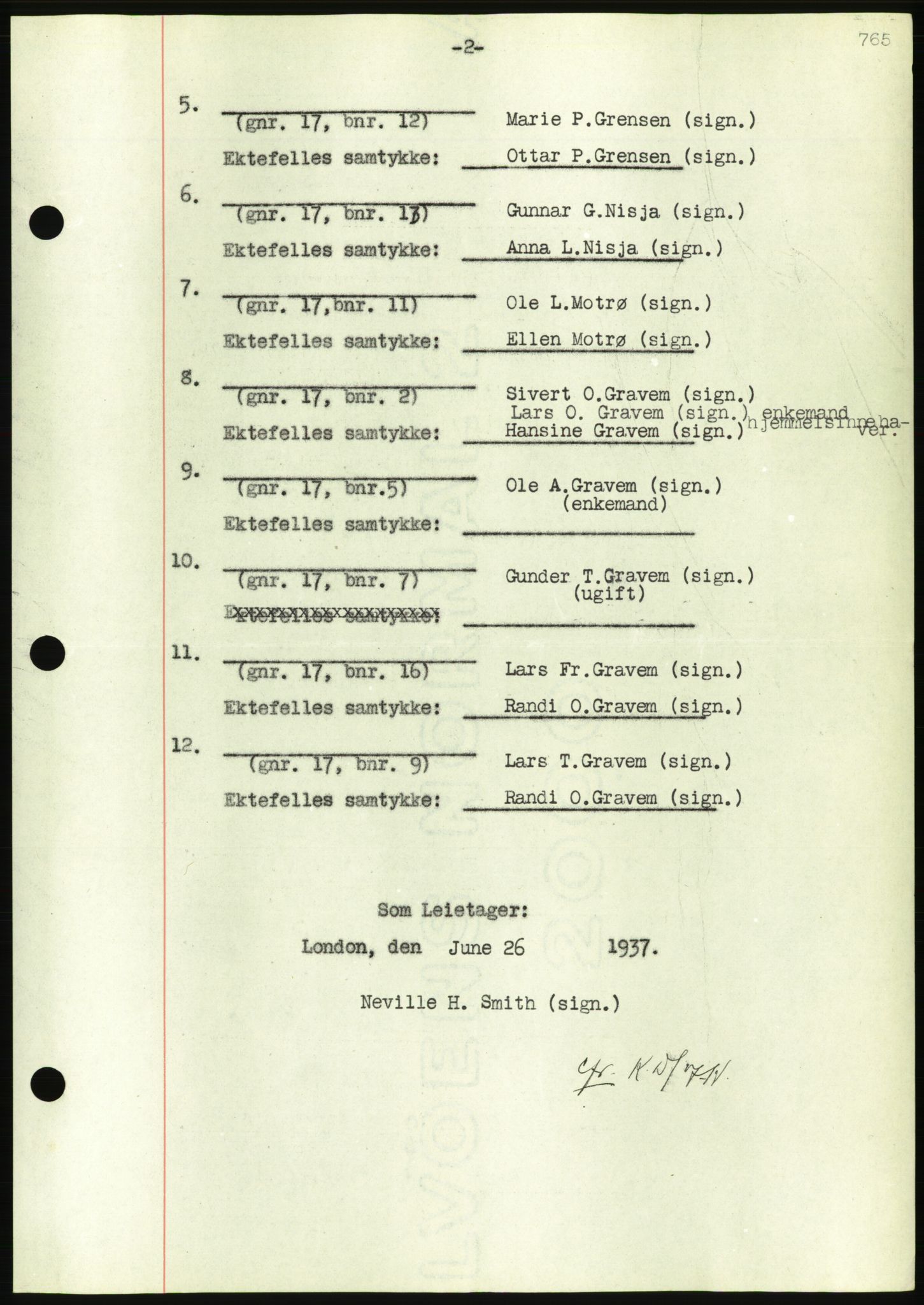 Nordmøre sorenskriveri, AV/SAT-A-4132/1/2/2Ca/L0091: Mortgage book no. B81, 1937-1937, Diary no: : 1943/1937