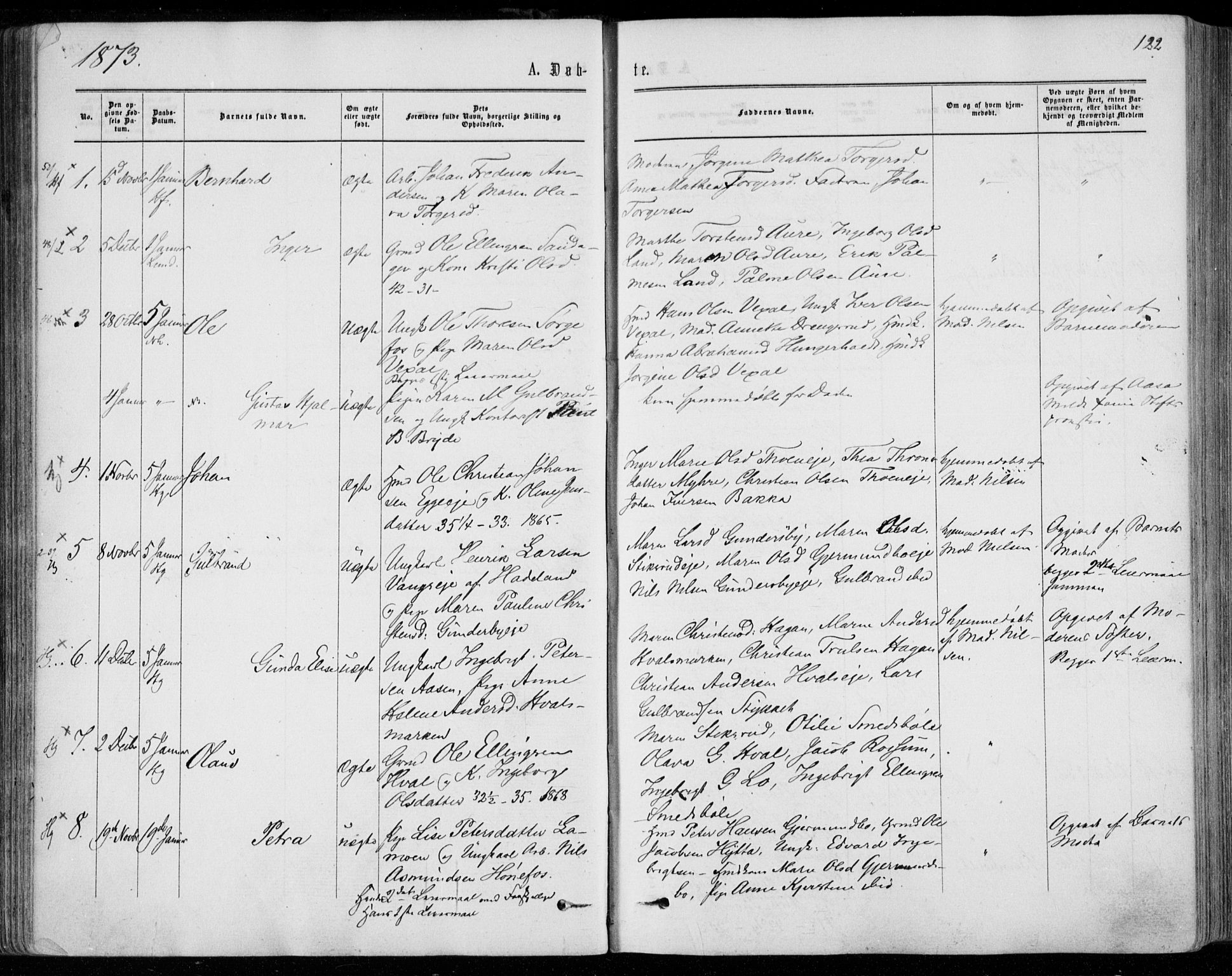 Norderhov kirkebøker, AV/SAKO-A-237/F/Fa/L0013: Parish register (official) no. 13, 1866-1874, p. 122