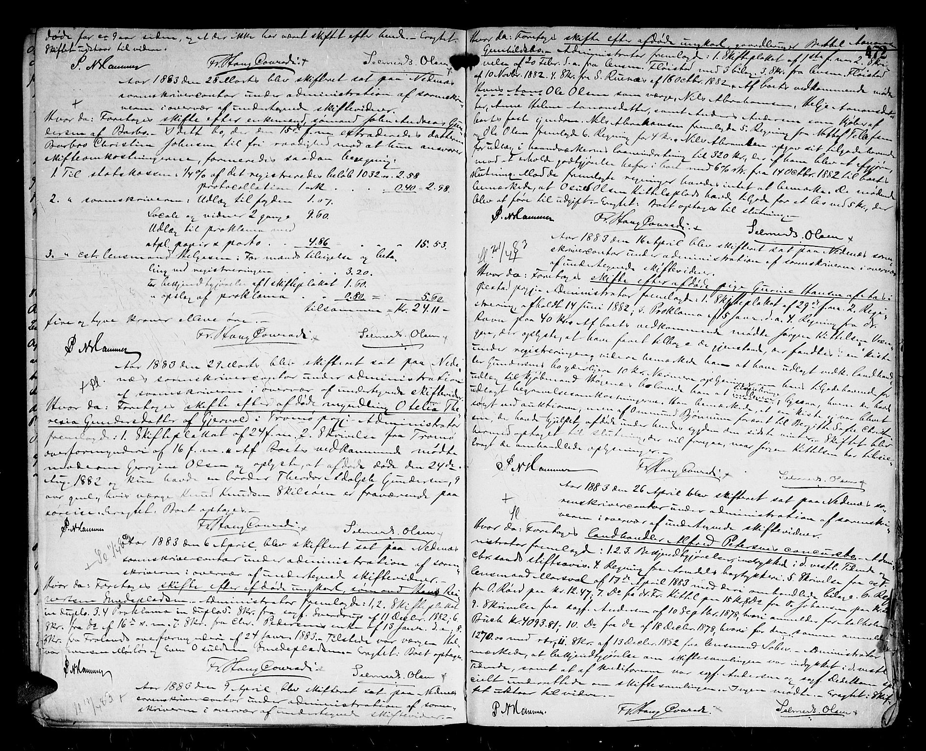 Nedenes sorenskriveri, SAK/1221-0006/H/Hc/L0002: Skiftebehandlingsprotokoll nr 2 med register, 1868-1883, p. 471b-472a