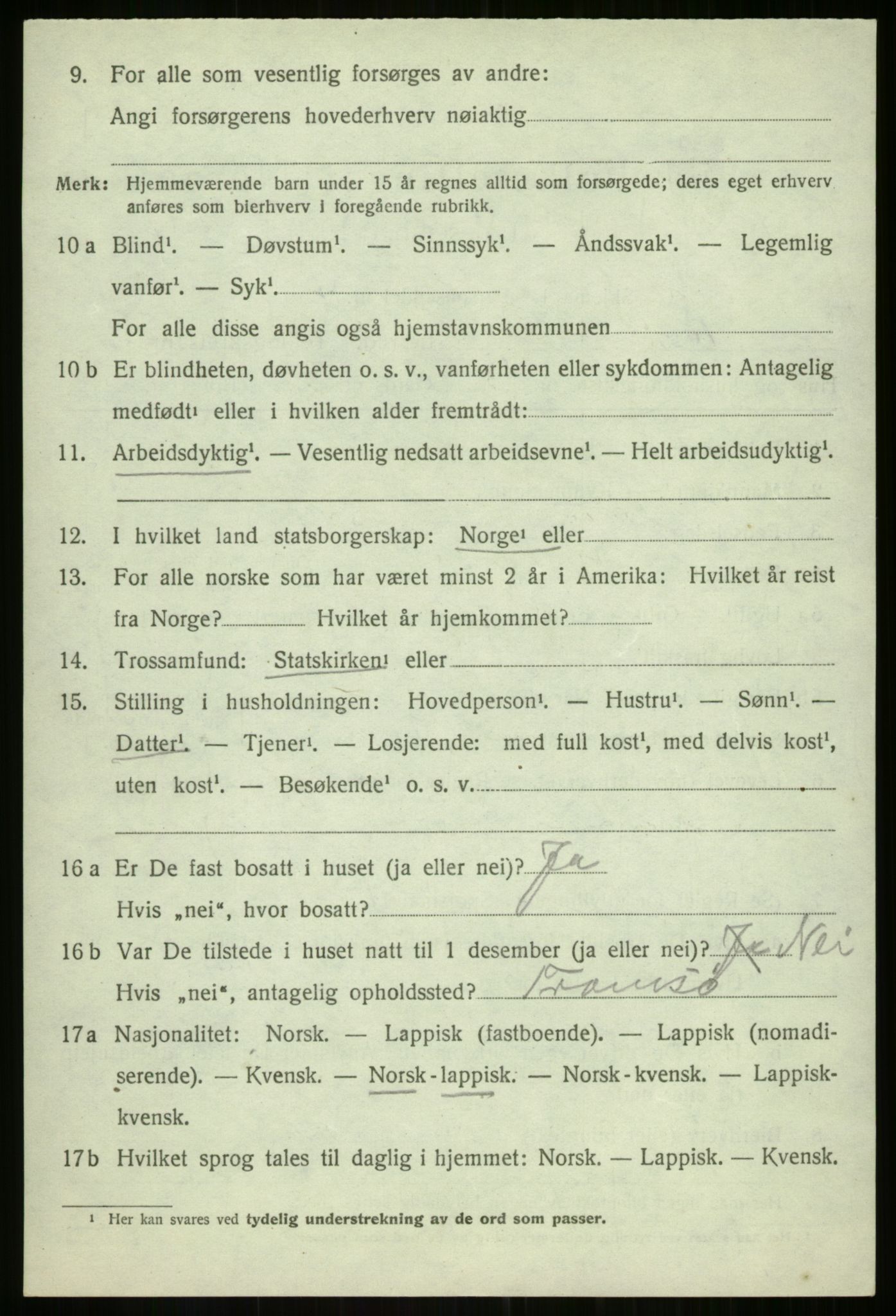 SATØ, 1920 census for Balsfjord, 1920, p. 3207