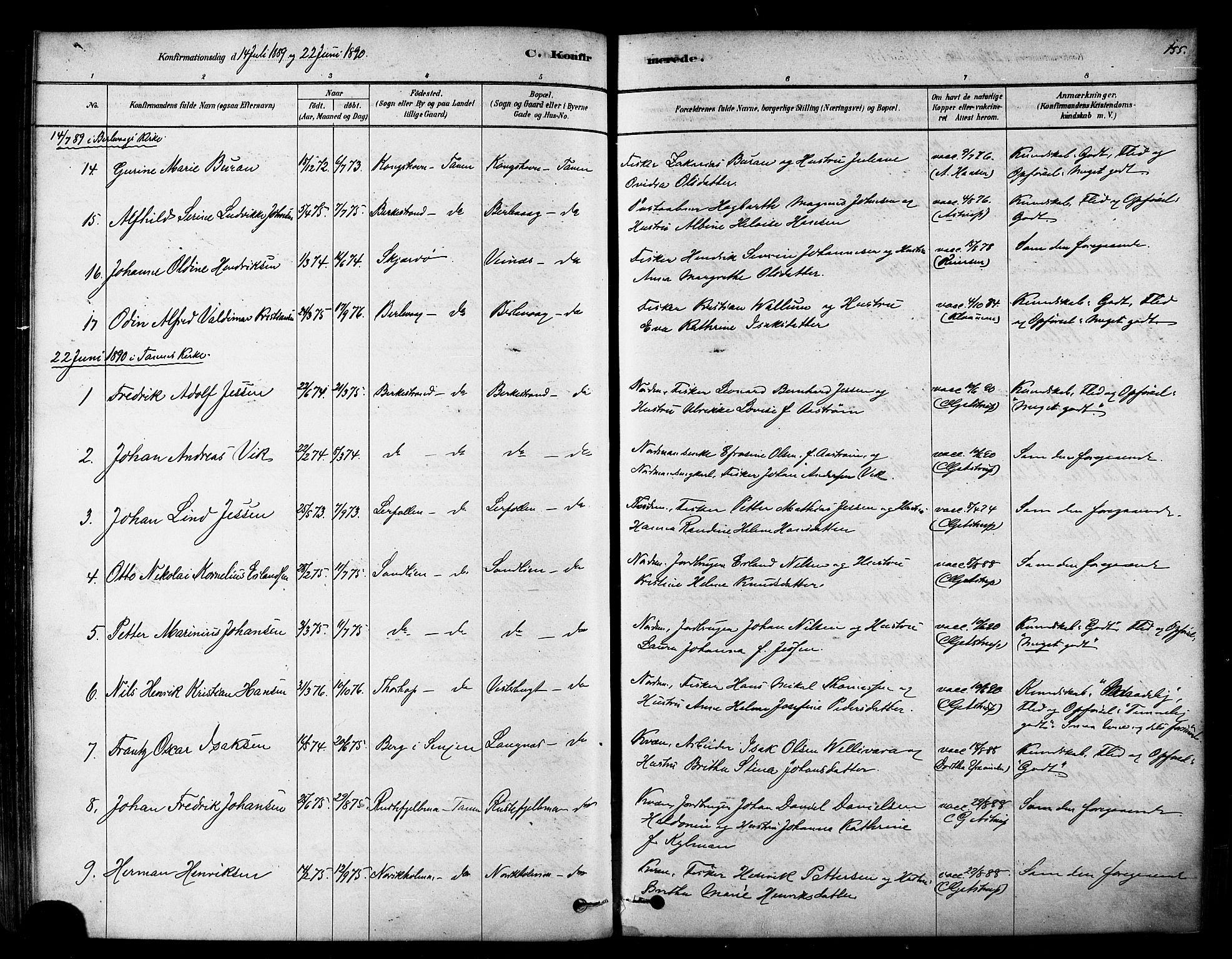 Tana sokneprestkontor, SATØ/S-1334/H/Ha/L0004kirke: Parish register (official) no. 4, 1878-1891, p. 155