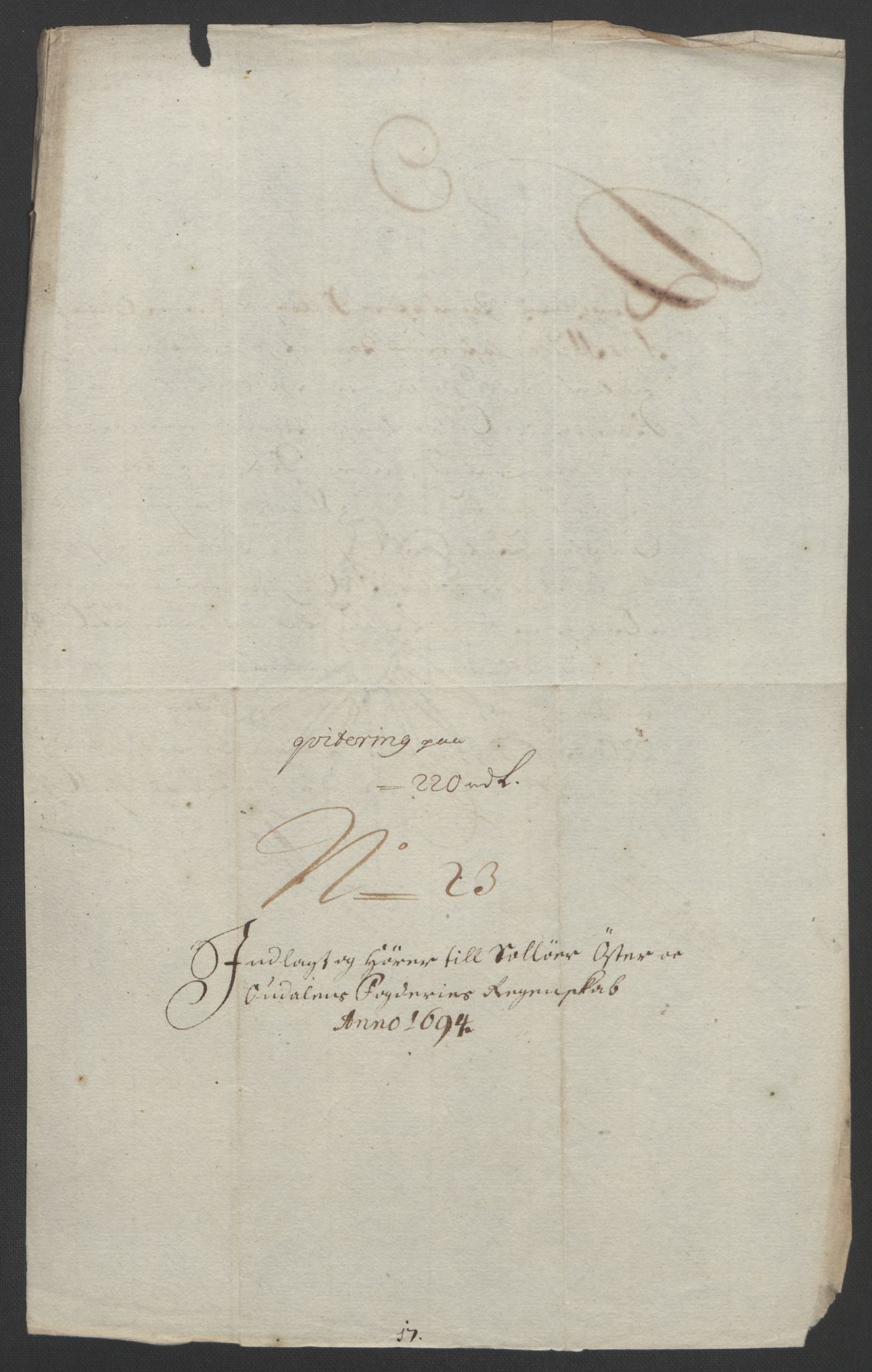 Rentekammeret inntil 1814, Reviderte regnskaper, Fogderegnskap, RA/EA-4092/R13/L0832: Fogderegnskap Solør, Odal og Østerdal, 1694, p. 317