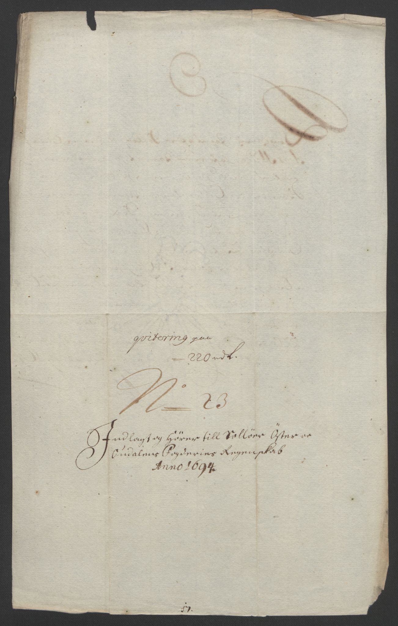 Rentekammeret inntil 1814, Reviderte regnskaper, Fogderegnskap, AV/RA-EA-4092/R13/L0832: Fogderegnskap Solør, Odal og Østerdal, 1694, p. 317