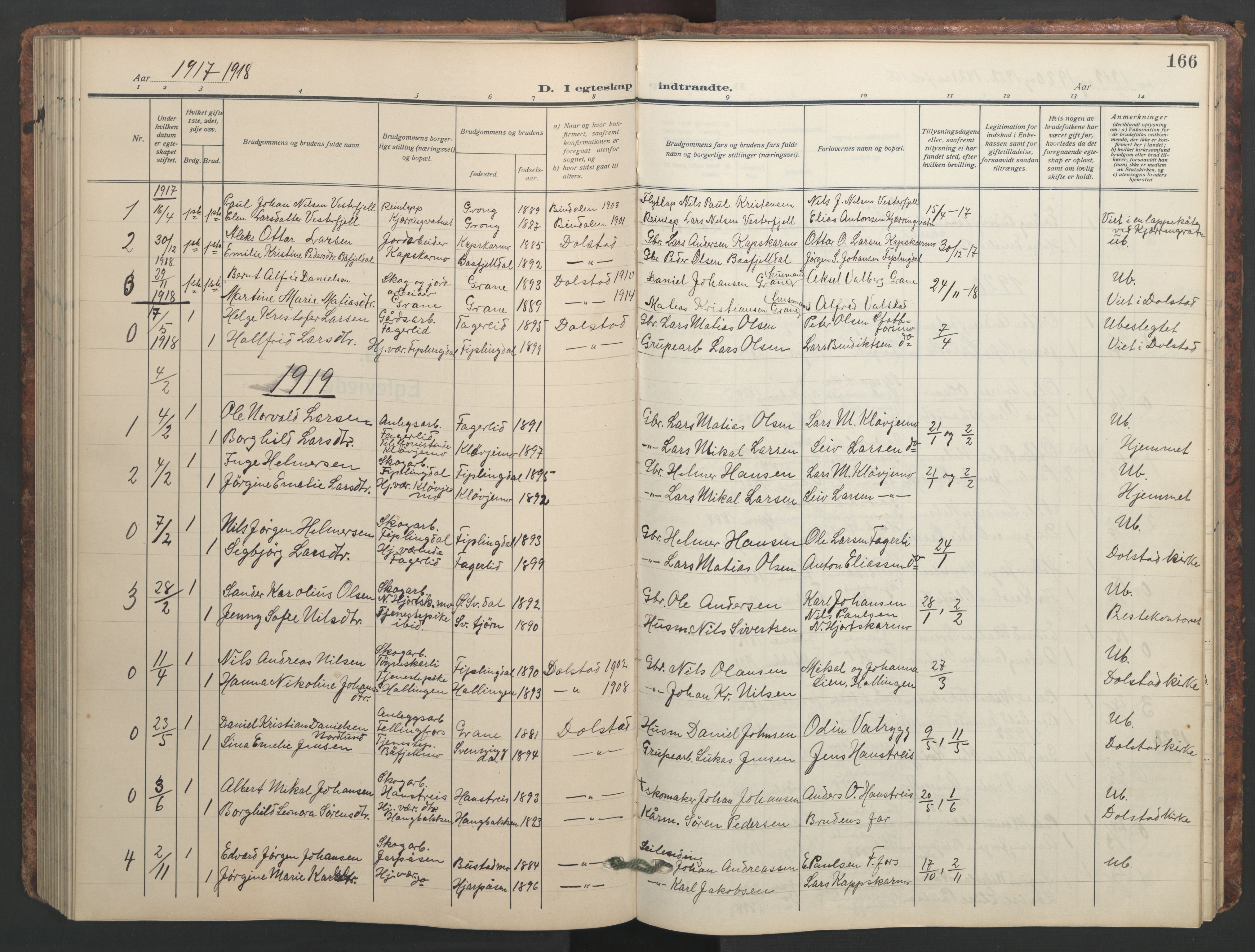 Ministerialprotokoller, klokkerbøker og fødselsregistre - Nordland, SAT/A-1459/824/L0341: Parish register (copy) no. 824C01, 1916-1957, p. 166