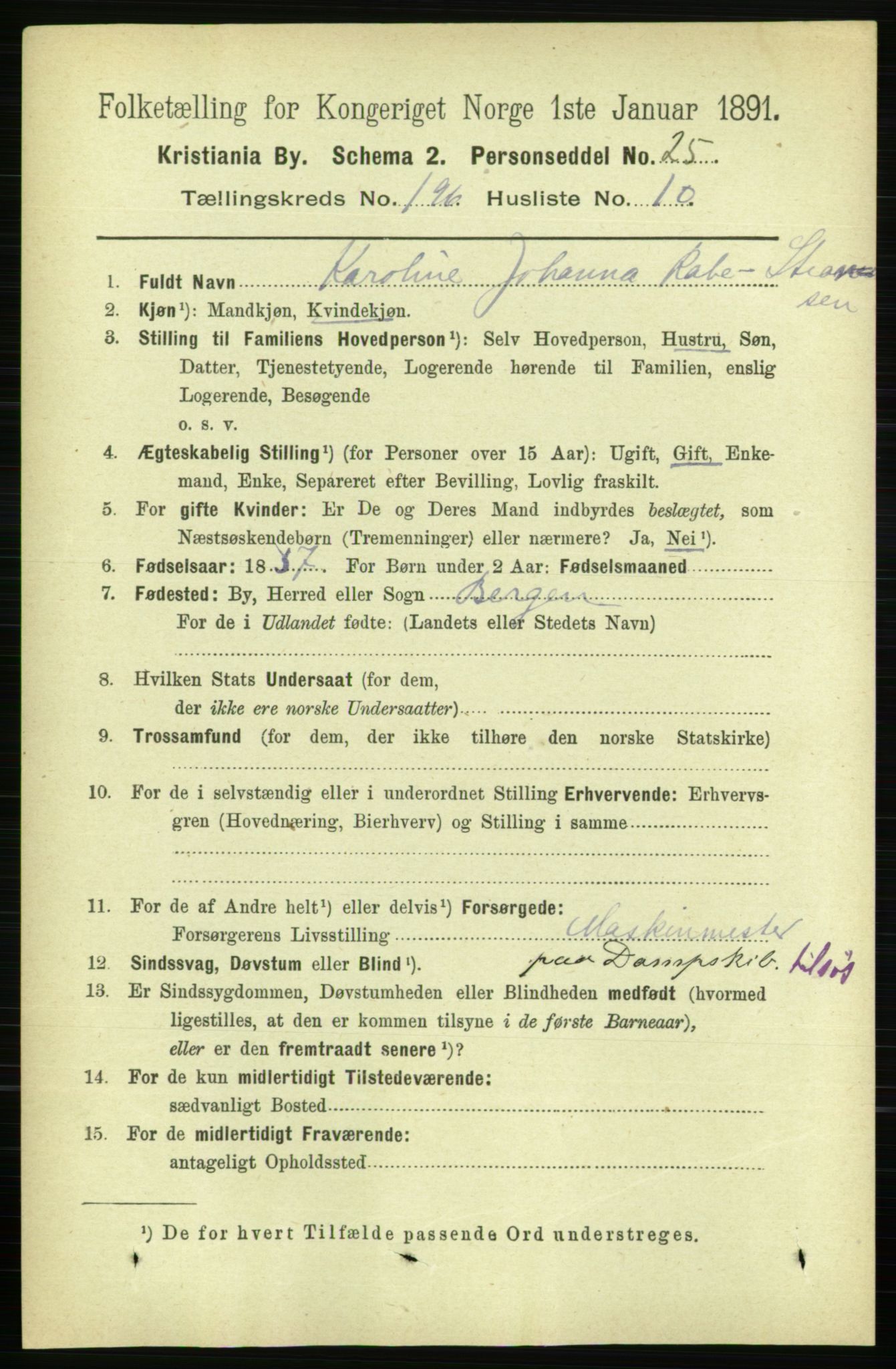 RA, 1891 census for 0301 Kristiania, 1891, p. 118722