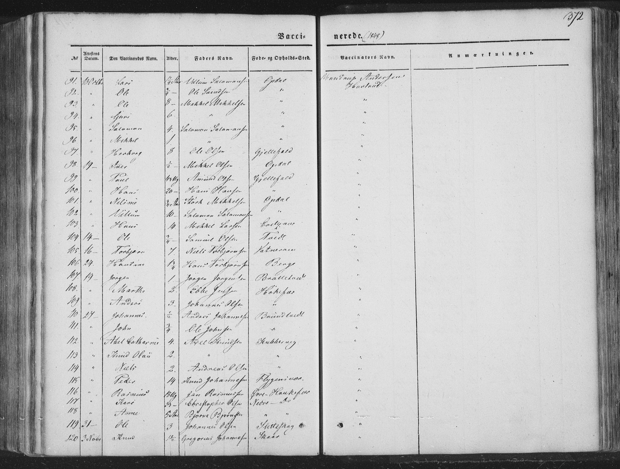 Tysnes sokneprestembete, AV/SAB-A-78601/H/Haa: Parish register (official) no. A 10, 1848-1859, p. 372