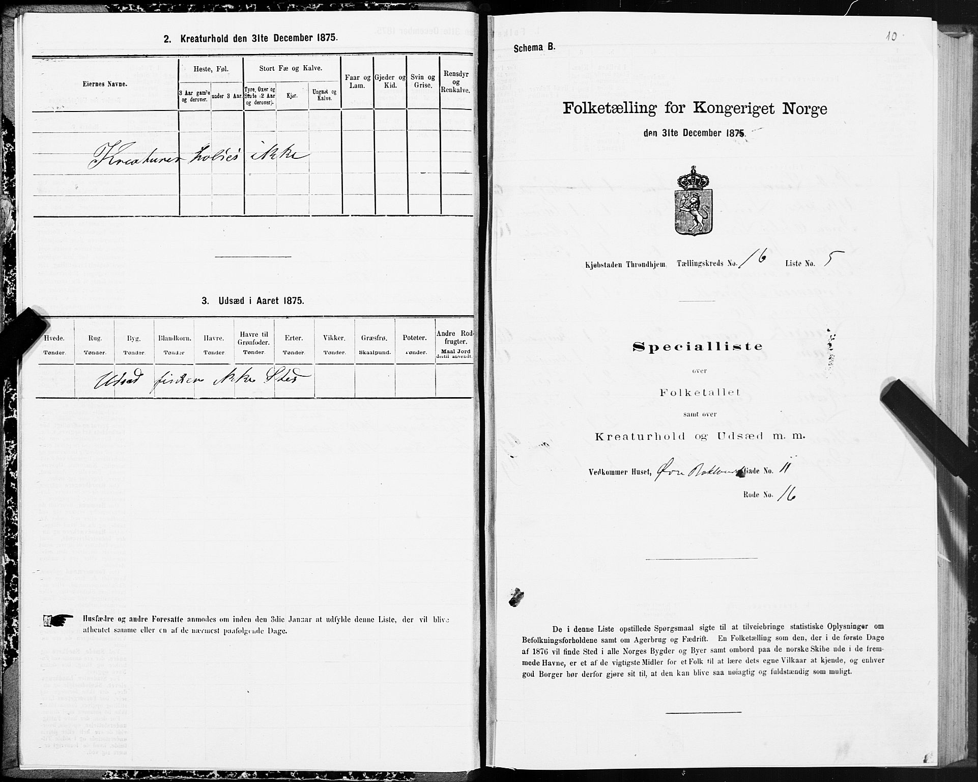 SAT, 1875 census for 1601 Trondheim, 1875, p. 9010