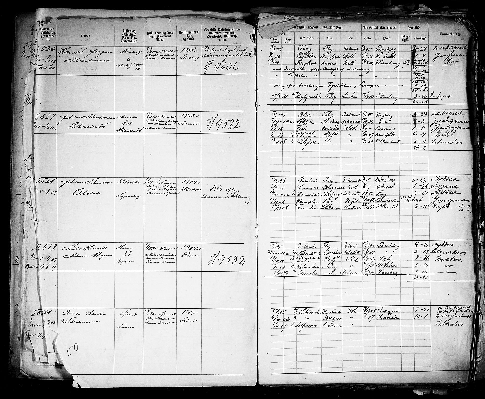Tønsberg innrulleringskontor, AV/SAKO-A-786/F/Fb/L0005: Annotasjonsrulle Patent nr. 2401-4080, 1904-1910, p. 28