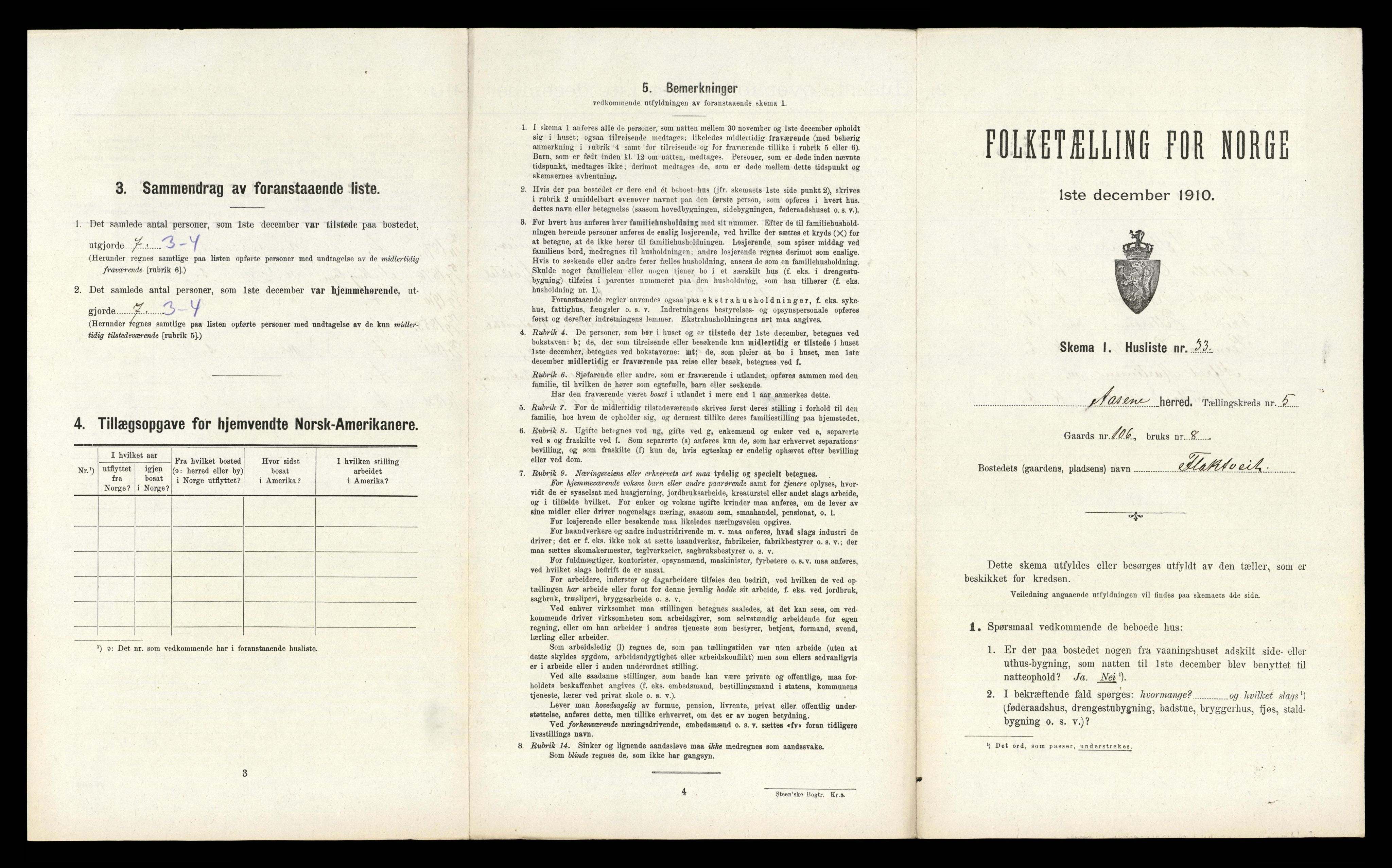 RA, 1910 census for Åsane, 1910, p. 311