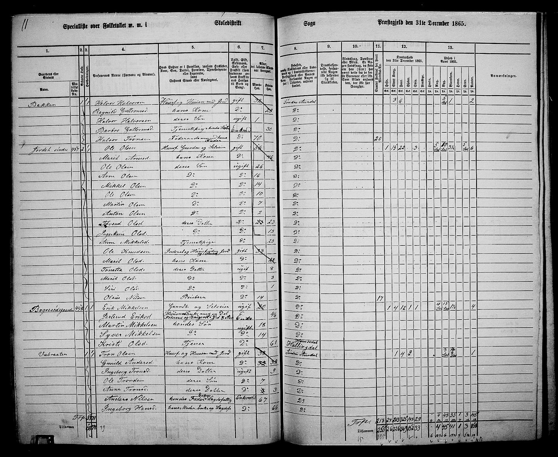 RA, 1865 census for Sør-Aurdal, 1865, p. 78