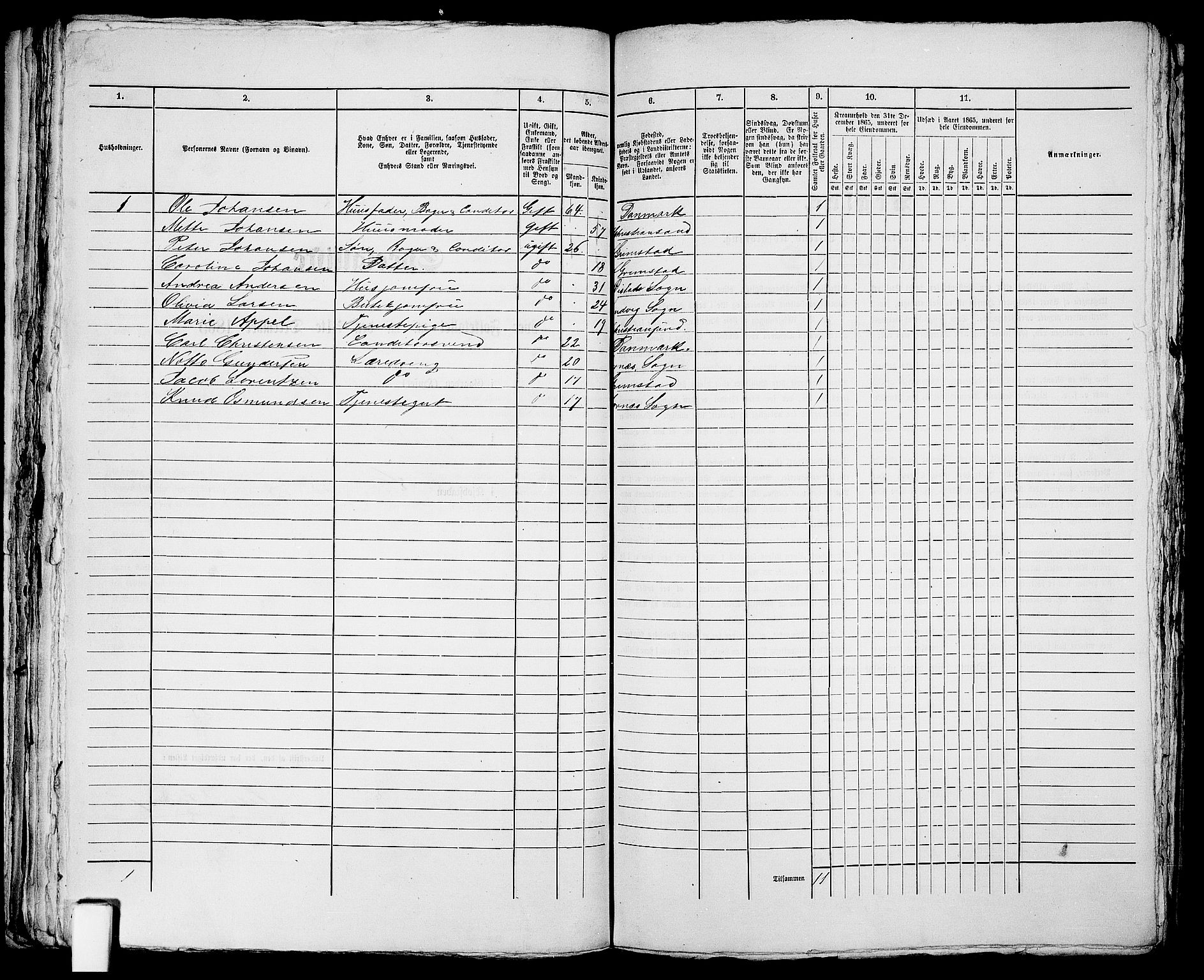 RA, 1865 census for Fjære/Grimstad, 1865, p. 131