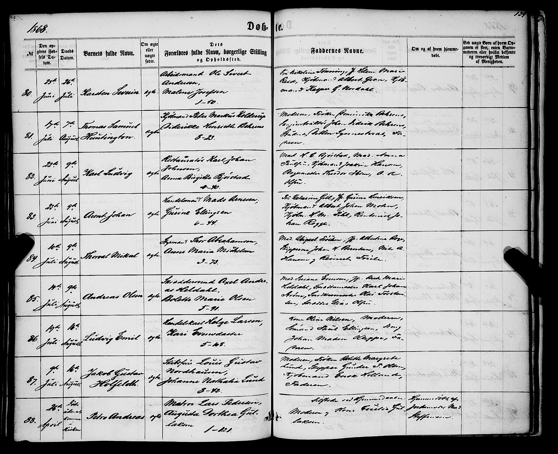 Nykirken Sokneprestembete, SAB/A-77101/H/Haa/L0015: Parish register (official) no. B 2, 1858-1869, p. 139