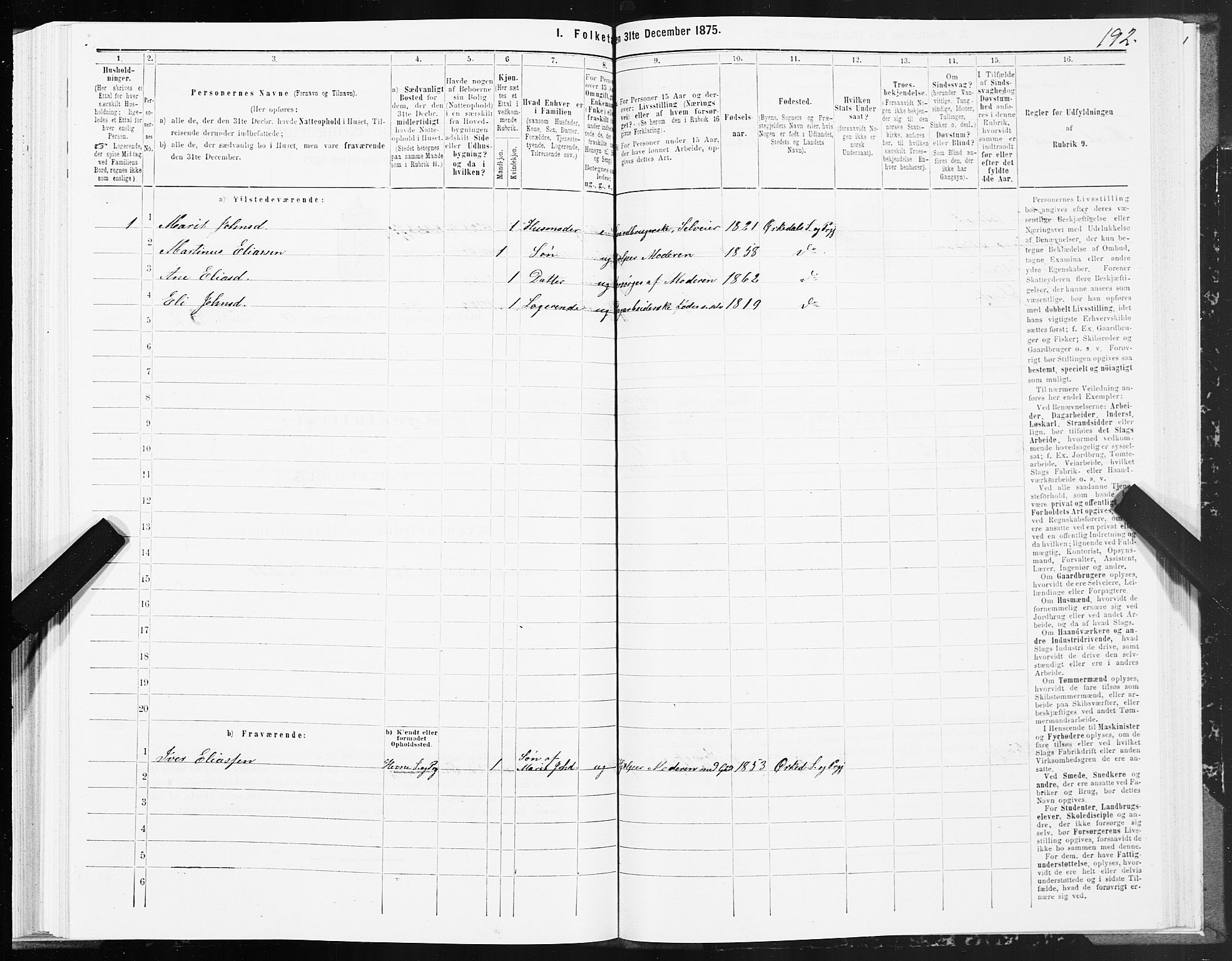 SAT, 1875 census for 1638P Orkdal, 1875, p. 8192