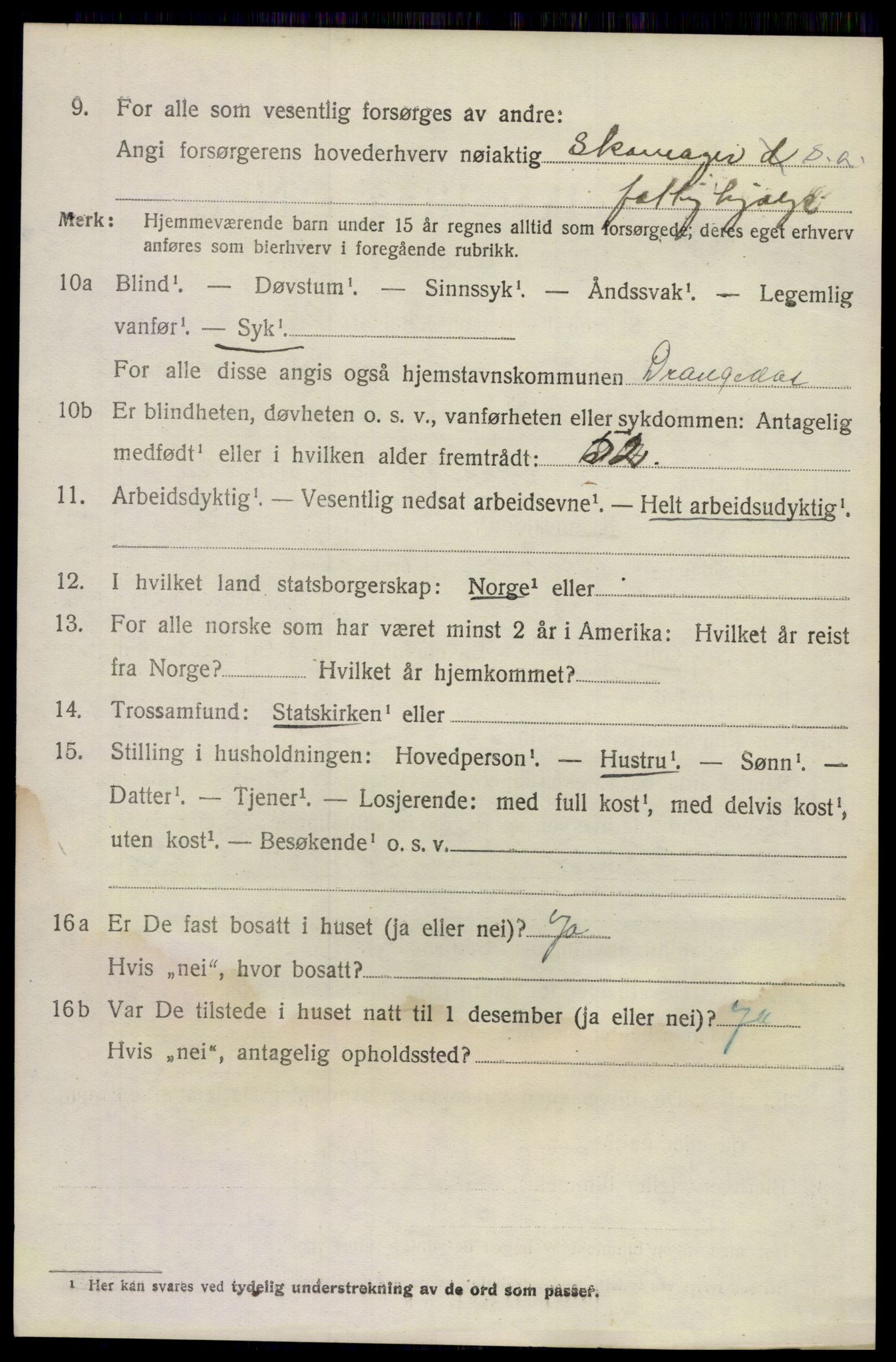 SAKO, 1920 census for Drangedal, 1920, p. 7092