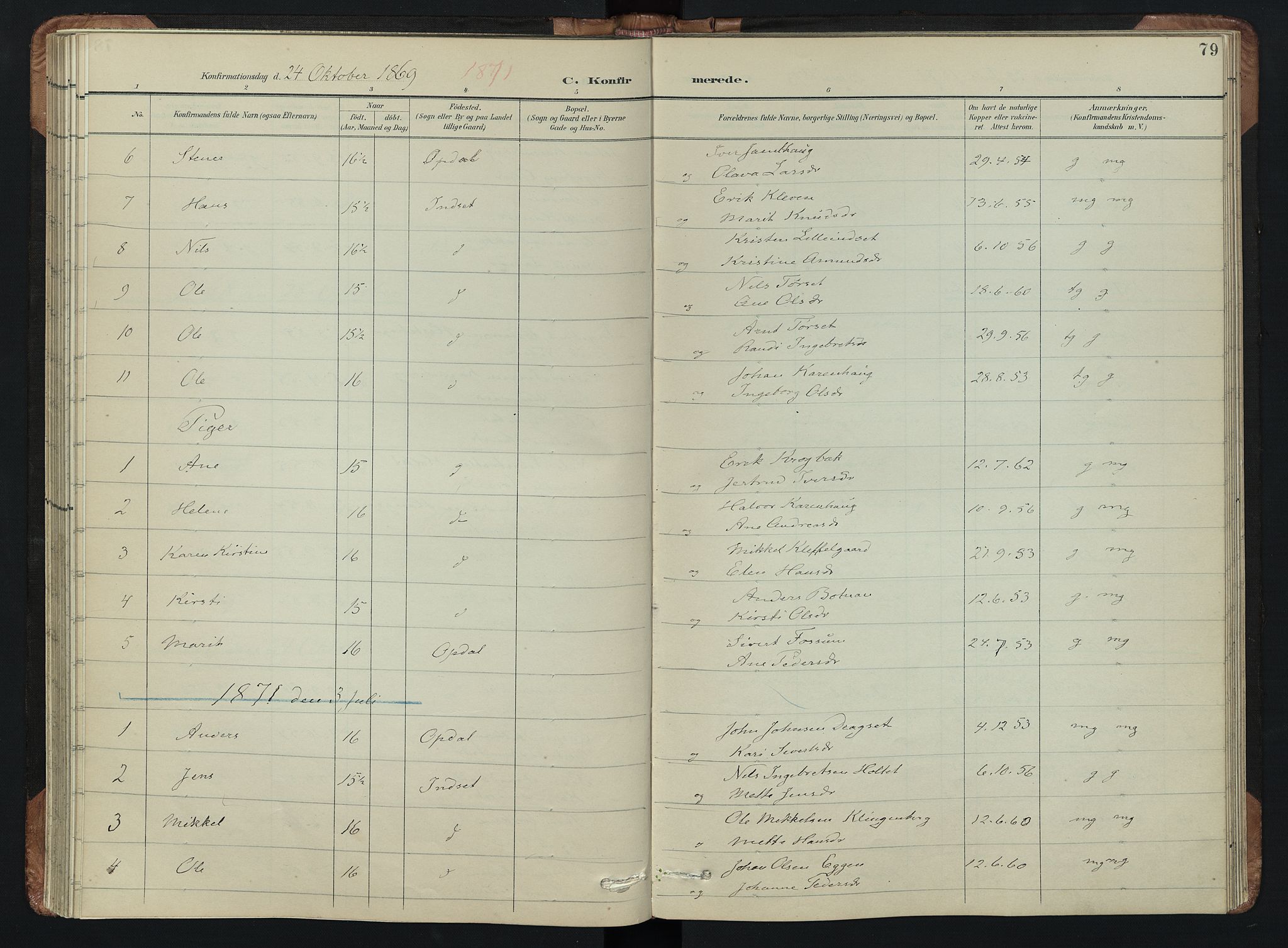 Kvikne prestekontor, SAH/PREST-064/H/Ha/Hab/L0002: Parish register (copy) no. 2, 1859-1901, p. 79