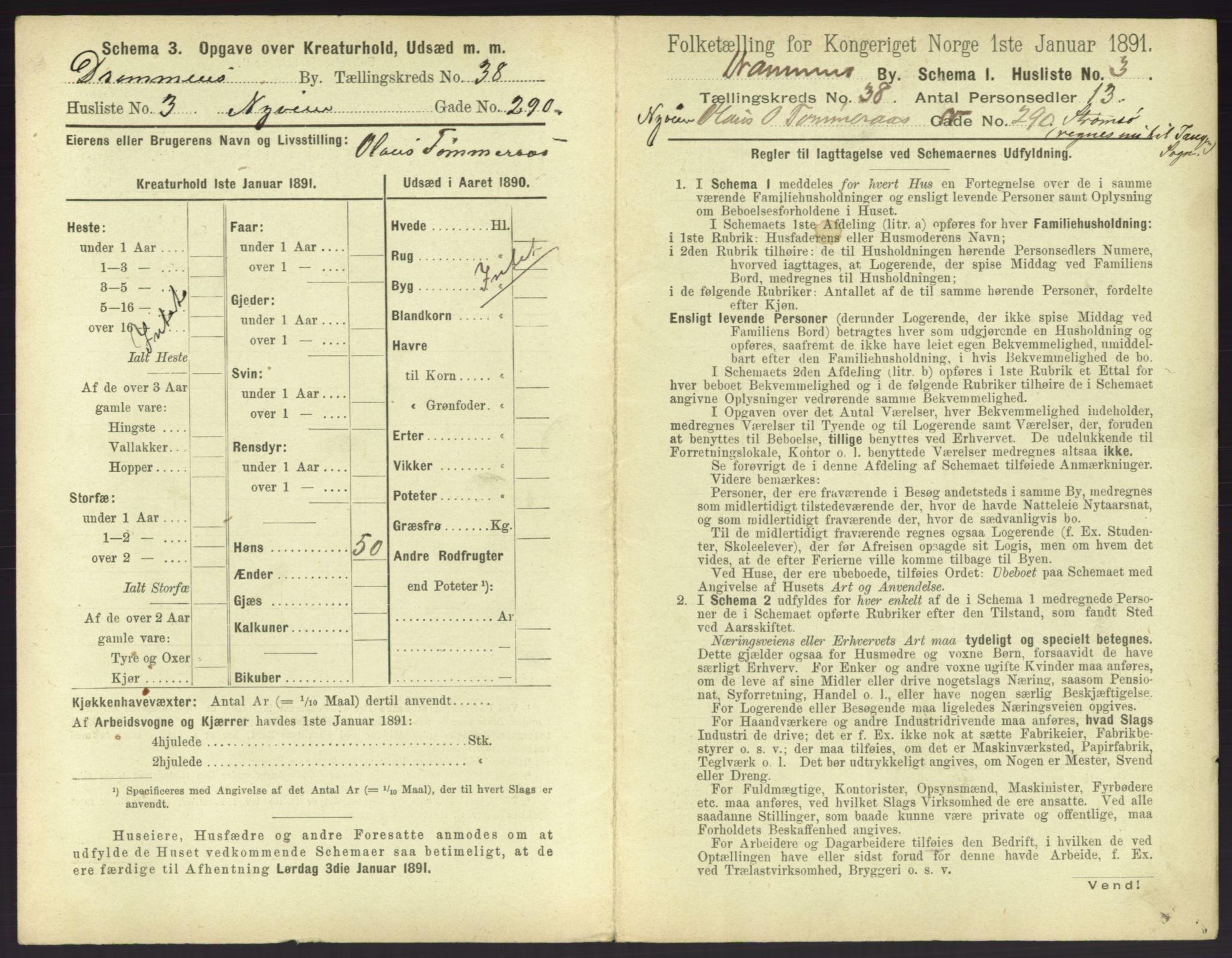 RA, 1891 census for 0602 Drammen, 1891, p. 3415