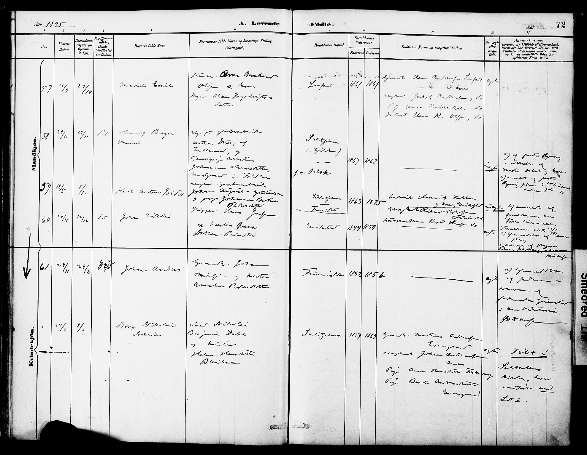 Ministerialprotokoller, klokkerbøker og fødselsregistre - Nordland, SAT/A-1459/849/L0690: Parish register (official) no. 849A02, 1890-1897, p. 72