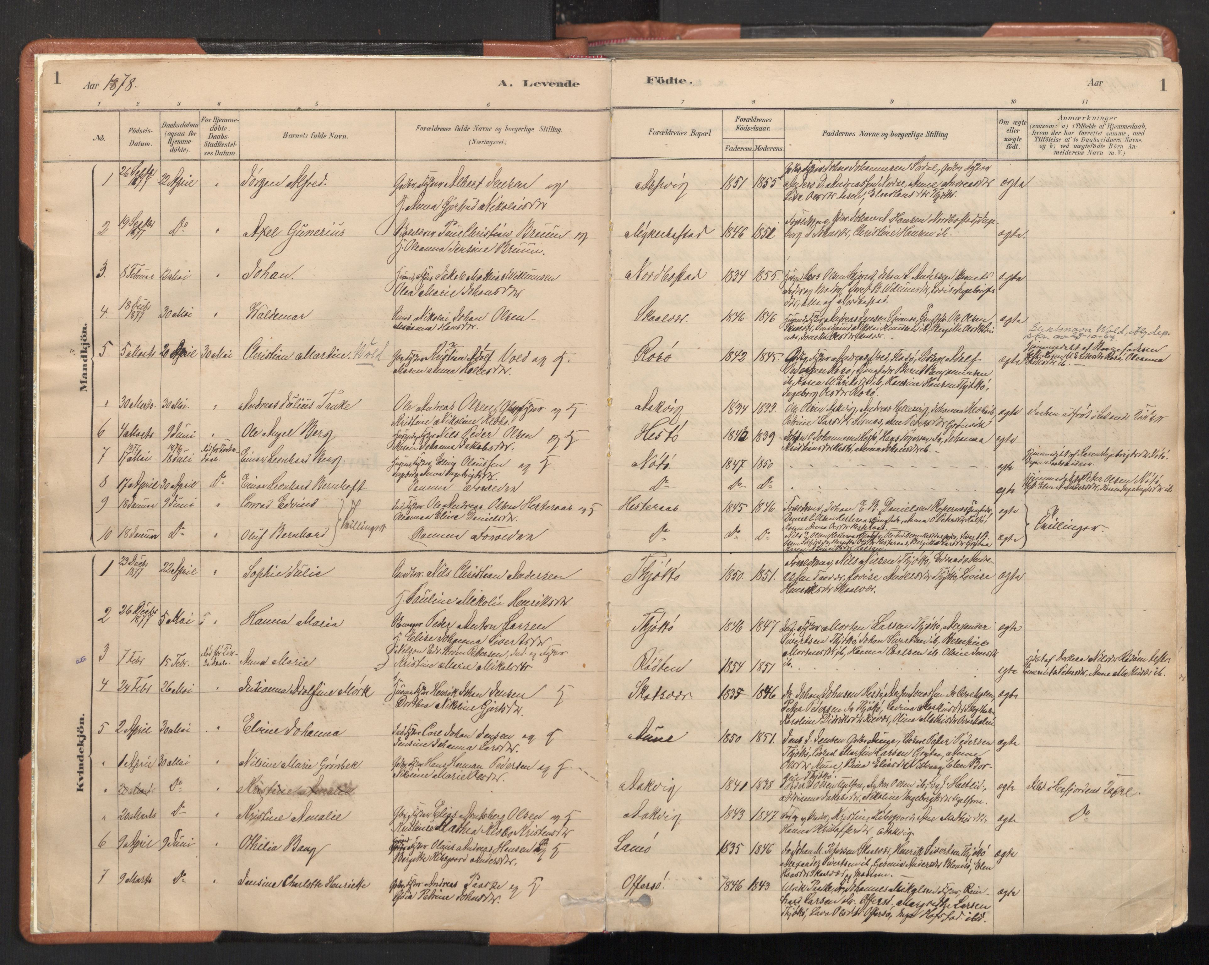 Ministerialprotokoller, klokkerbøker og fødselsregistre - Nordland, AV/SAT-A-1459/817/L0264: Parish register (official) no. 817A04, 1878-1907, p. 1