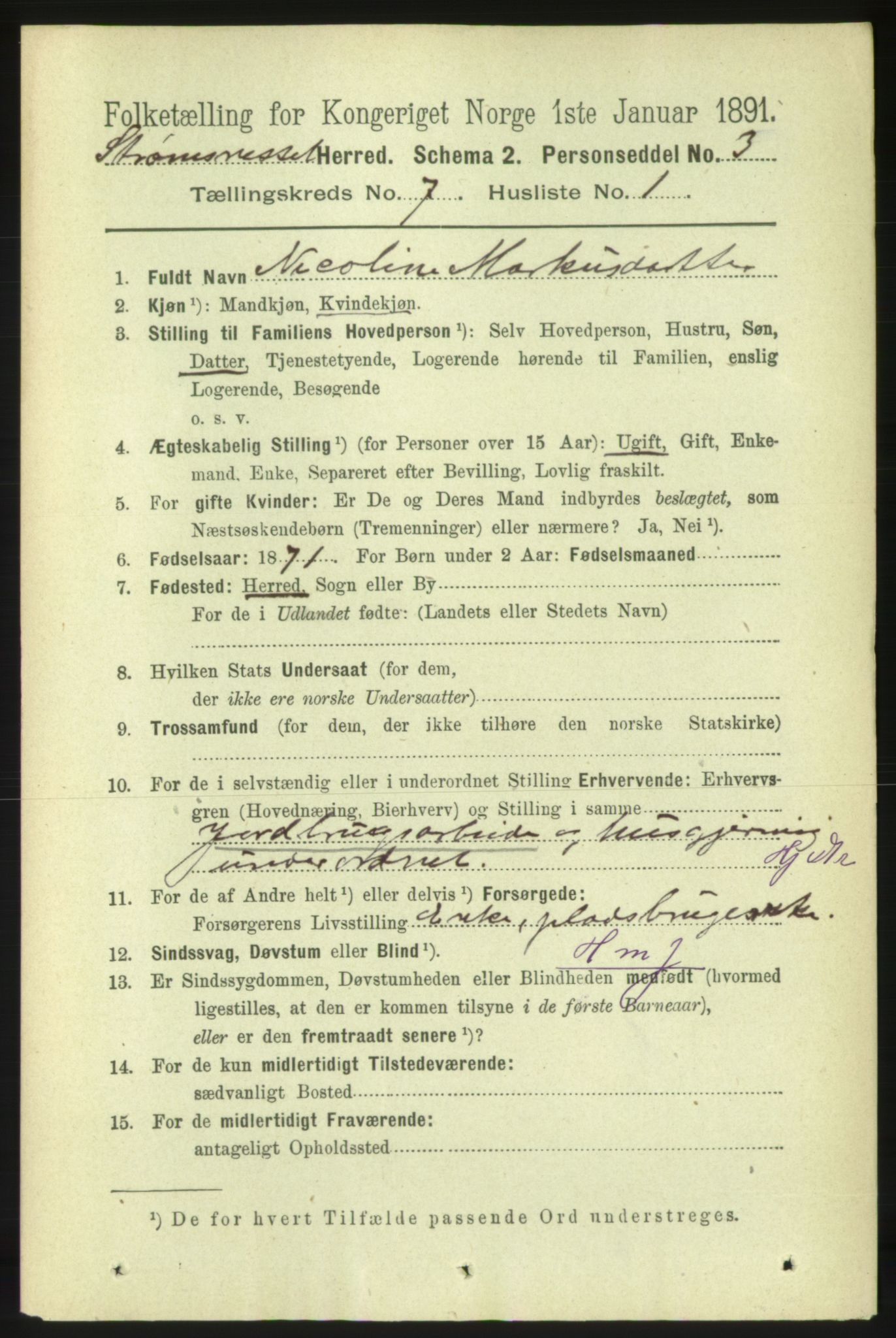 RA, 1891 census for 1559 Straumsnes, 1891, p. 1469