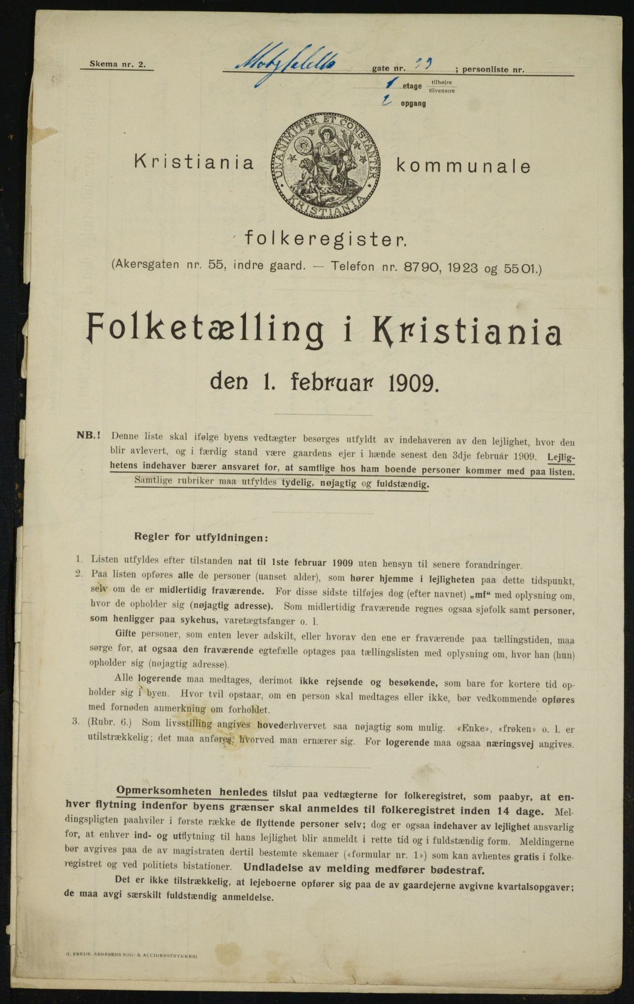 OBA, Municipal Census 1909 for Kristiania, 1909, p. 60319