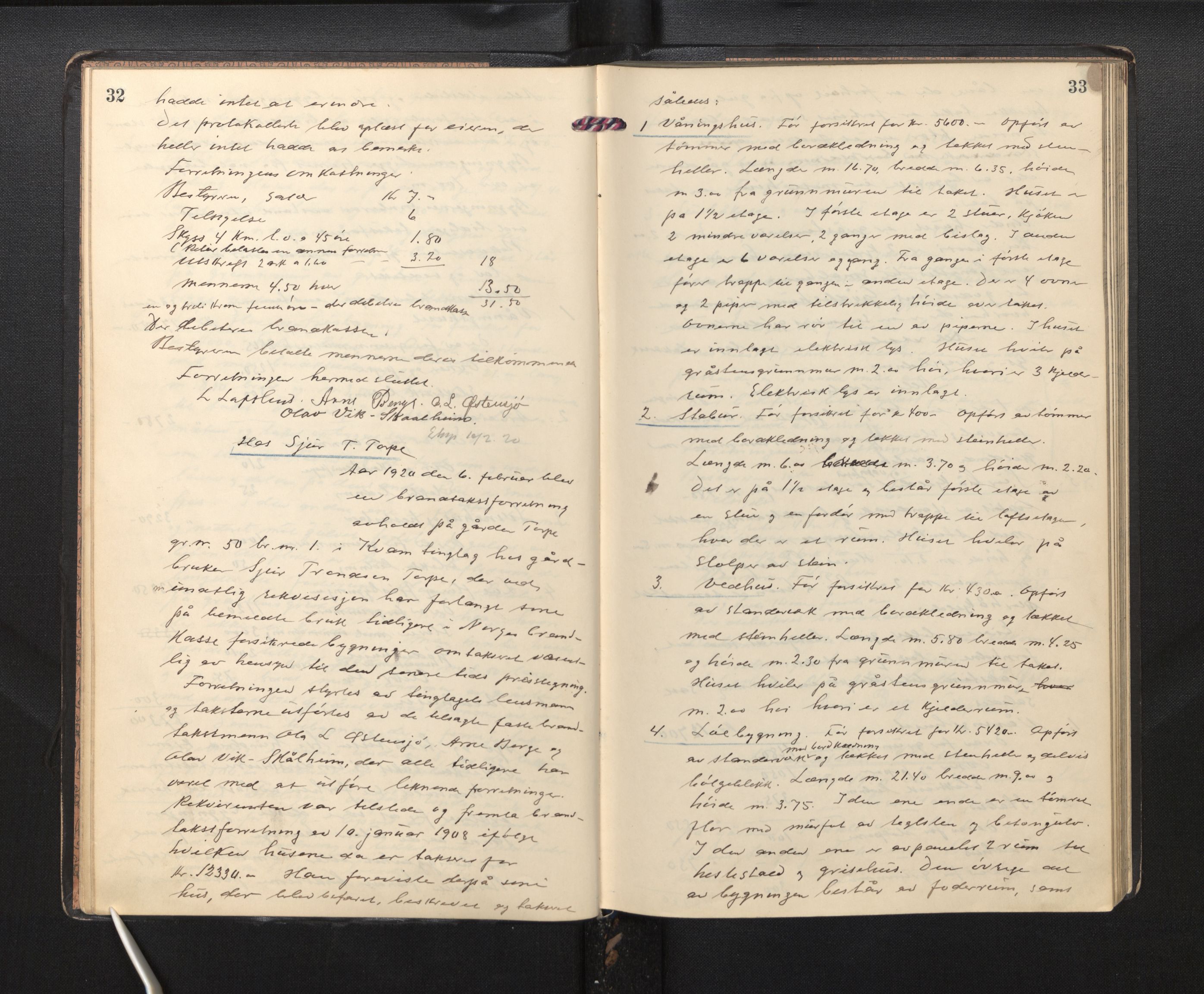 Lensmannen i Kvam, AV/SAB-A-33201/0012/L0003: Branntakstprotokoll, 1919-1941, p. 32-33