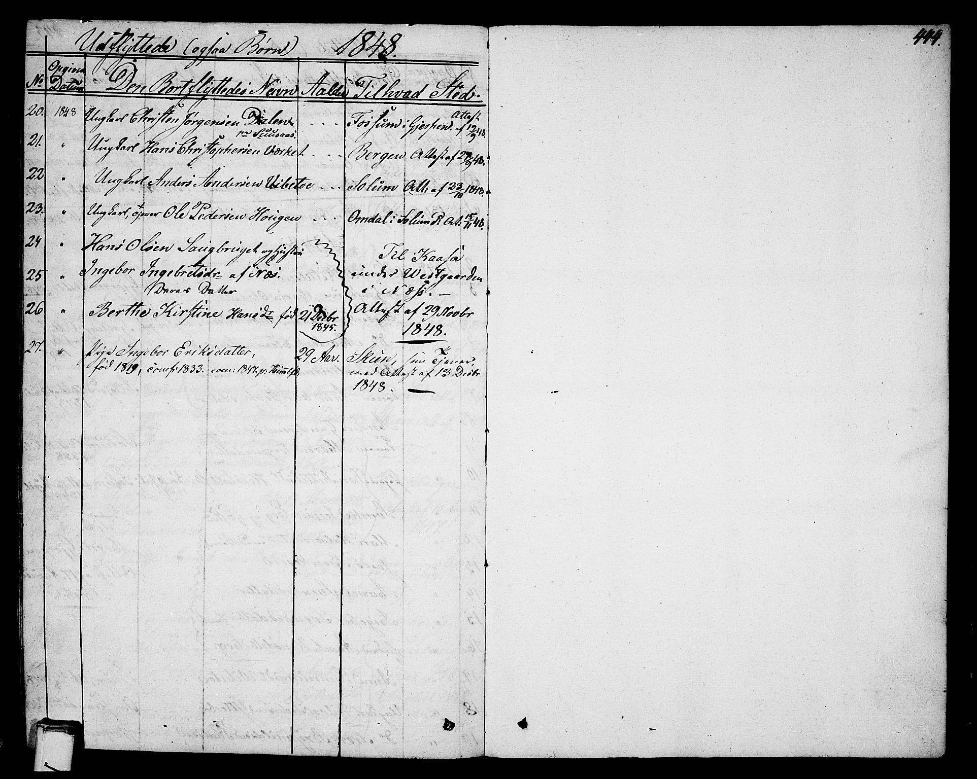 Holla kirkebøker, SAKO/A-272/G/Ga/L0002: Parish register (copy) no. I 2, 1830-1848, p. 444