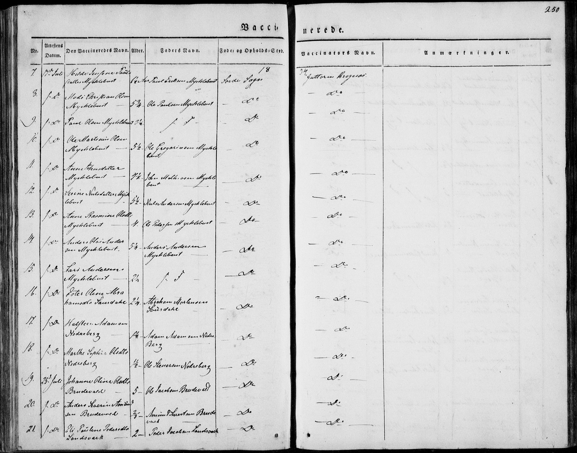 Ministerialprotokoller, klokkerbøker og fødselsregistre - Møre og Romsdal, AV/SAT-A-1454/501/L0005: Parish register (official) no. 501A05, 1831-1844, p. 250