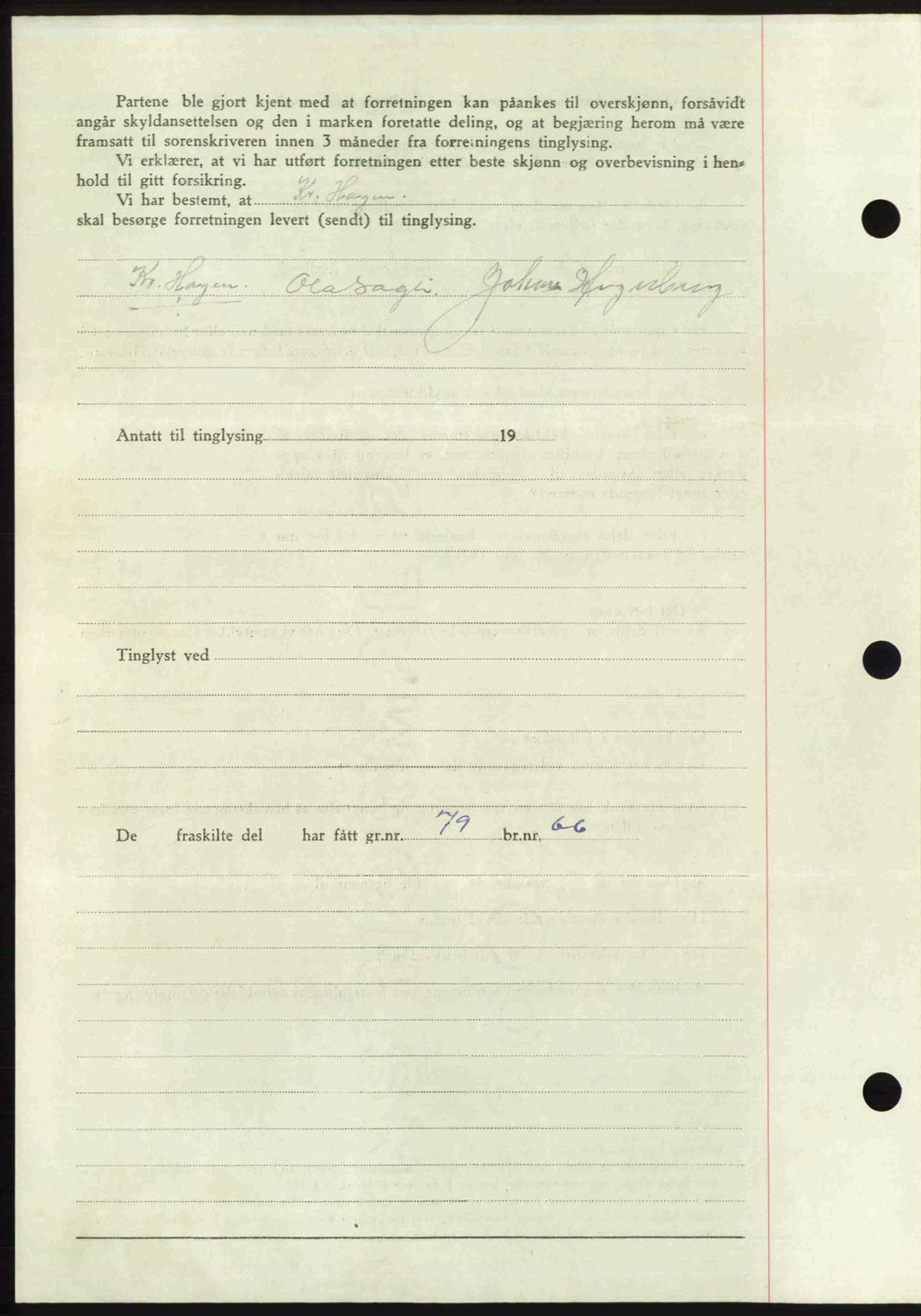 Nordmøre sorenskriveri, AV/SAT-A-4132/1/2/2Ca: Mortgage book no. A107, 1947-1948, Diary no: : 2957/1947