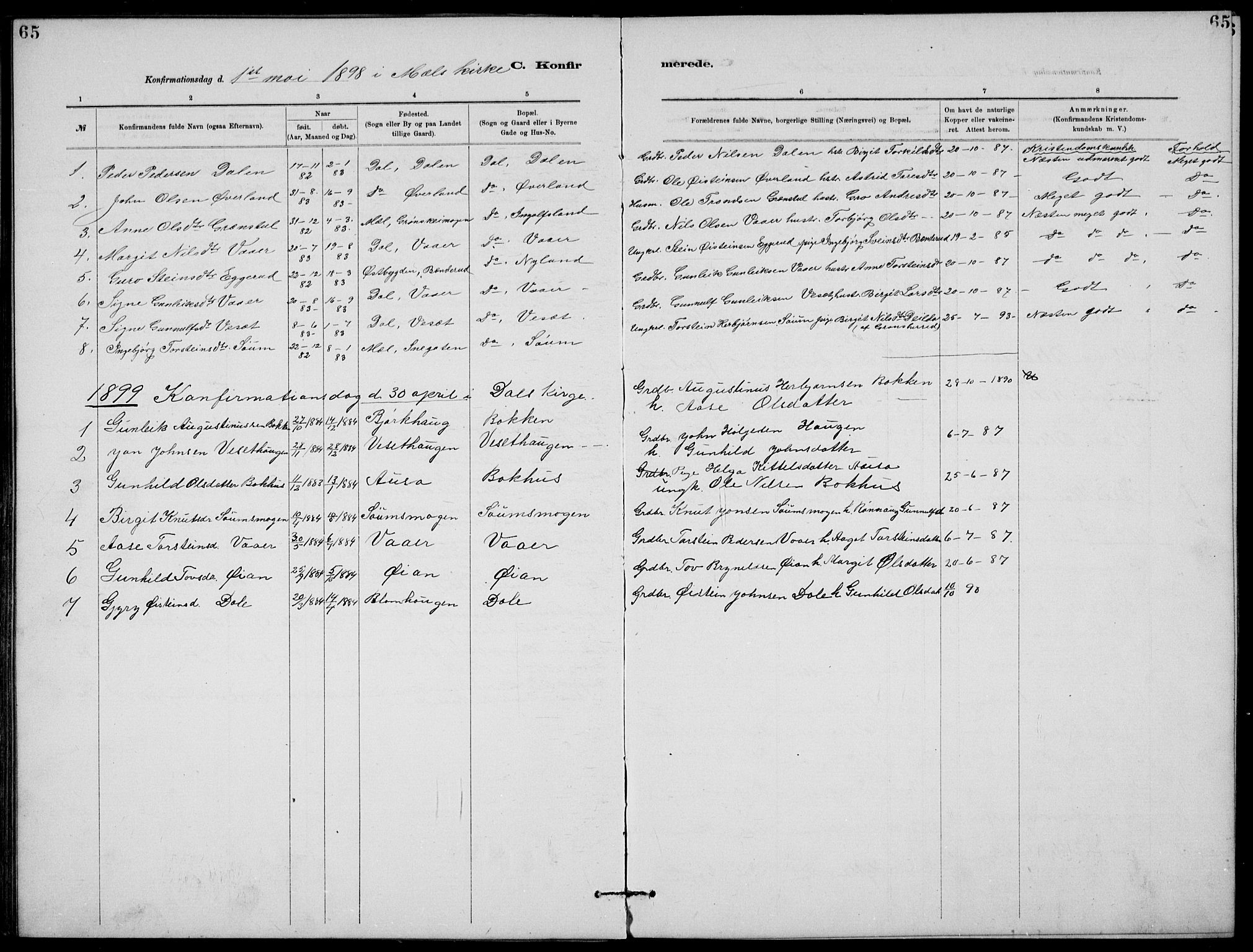 Rjukan kirkebøker, SAKO/A-294/G/Ga/L0001: Parish register (copy) no. 1, 1880-1914, p. 65