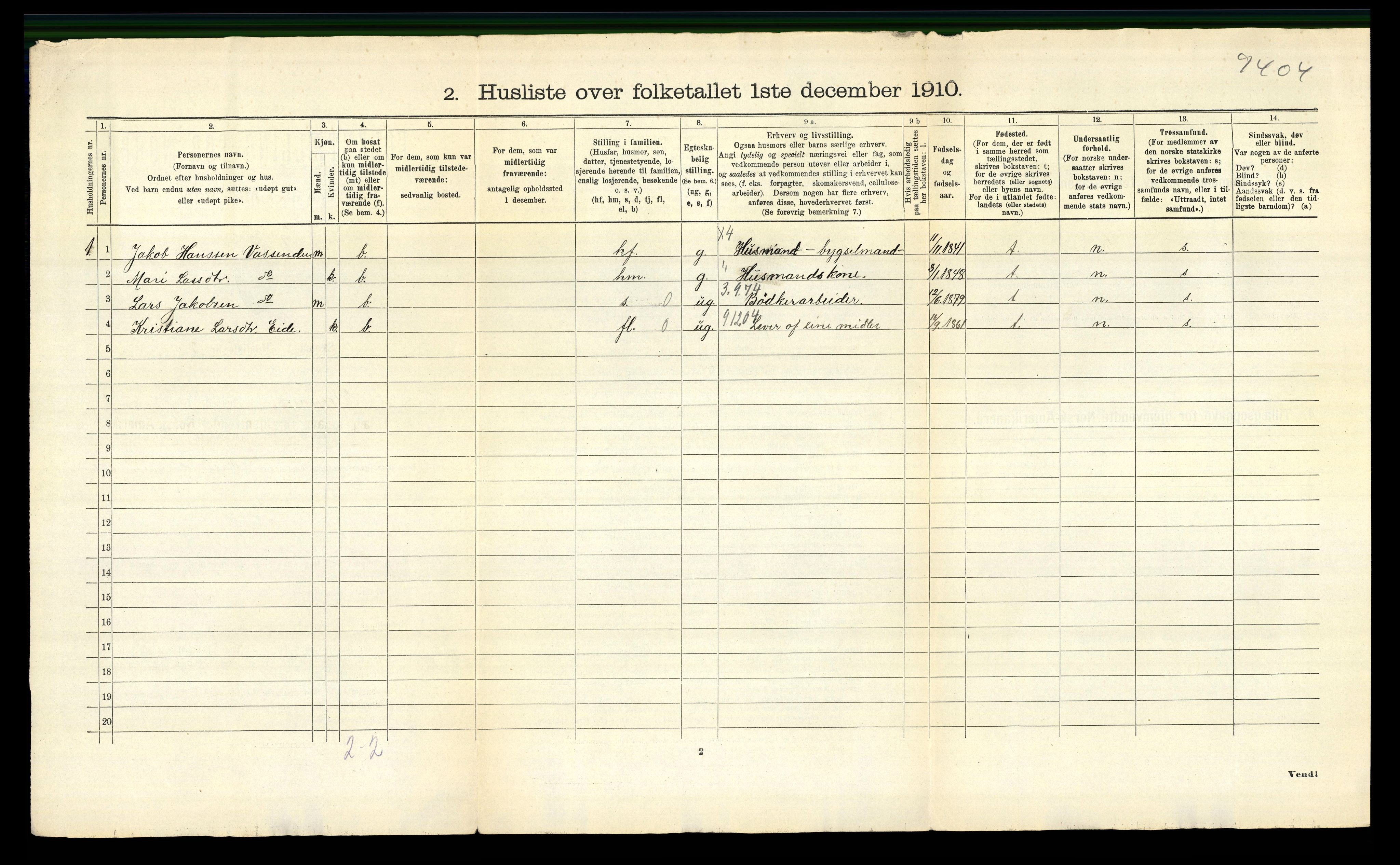 RA, 1910 census for Gloppen, 1910, p. 49