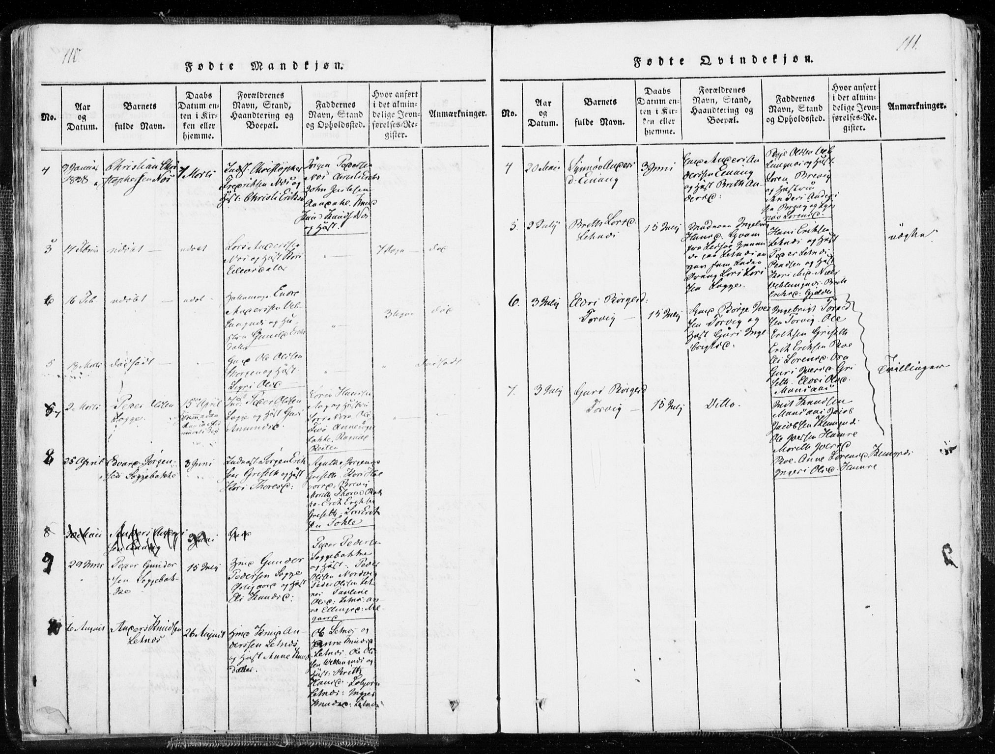 Ministerialprotokoller, klokkerbøker og fødselsregistre - Møre og Romsdal, AV/SAT-A-1454/544/L0571: Parish register (official) no. 544A04, 1818-1853, p. 110-111