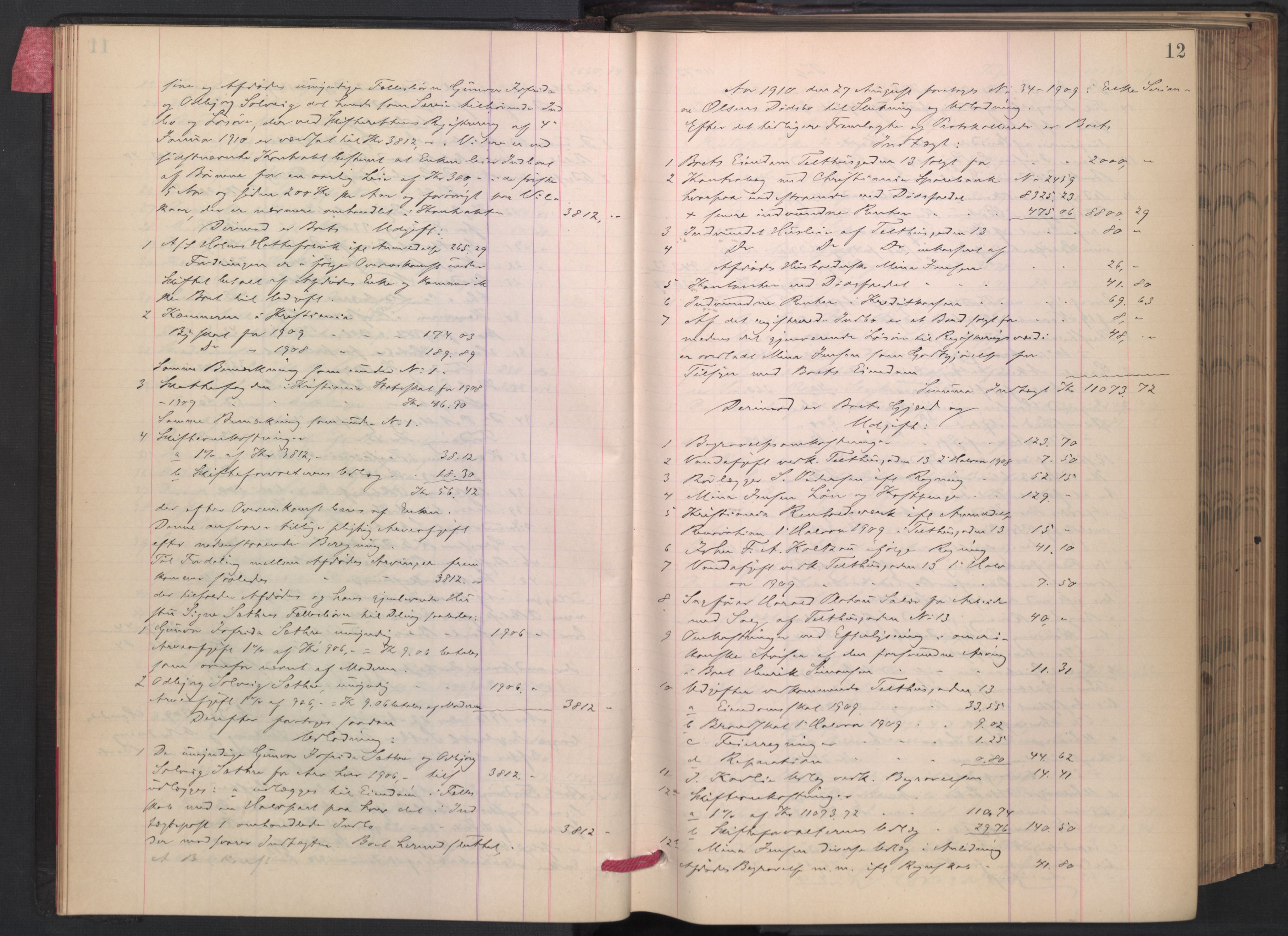 Oslo skifterett, AV/SAO-A-10383/H/Hd/Hdc/L0007: Skifteutlodningsprotokoll, 1910-1913, p. 12