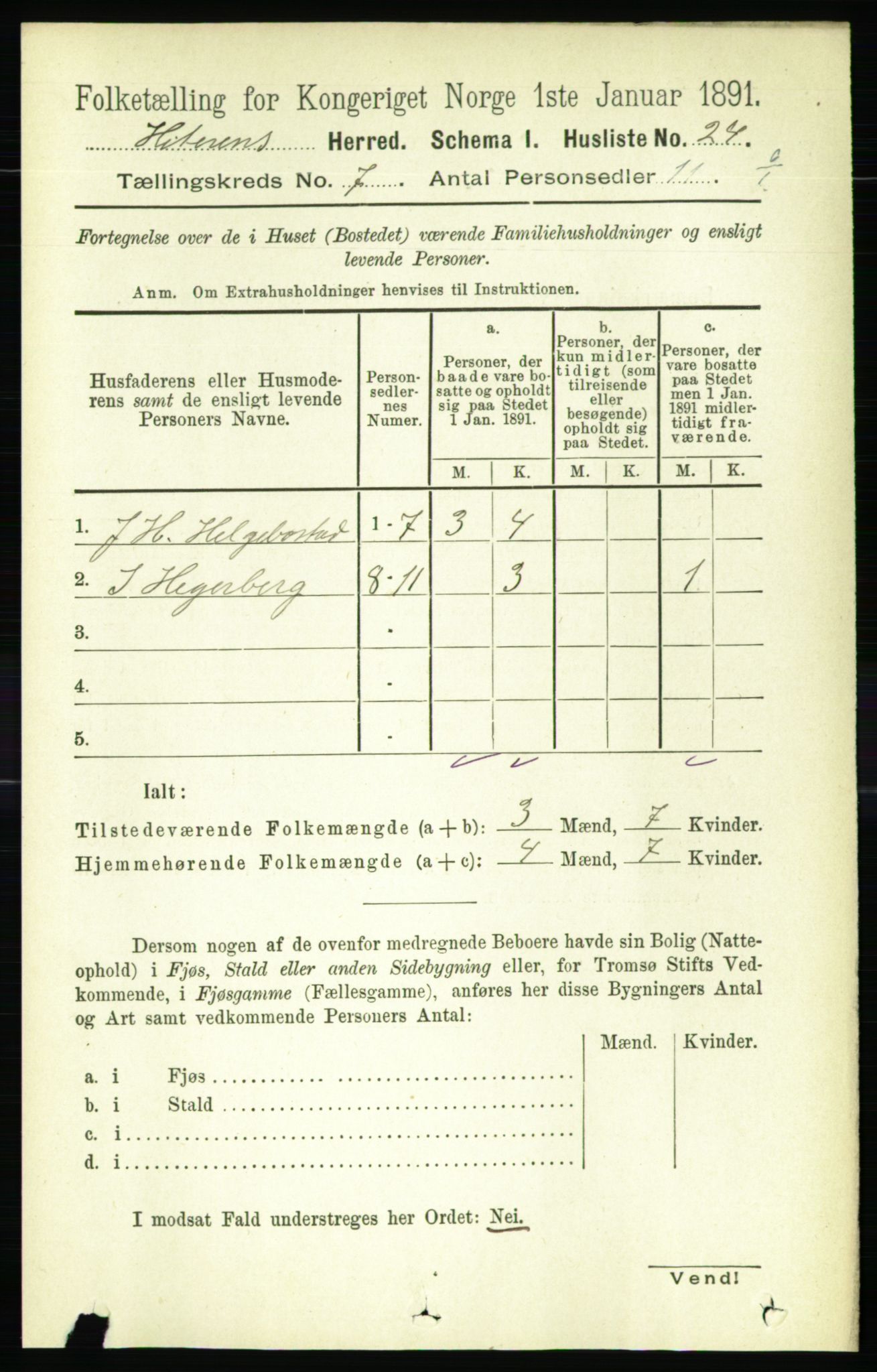 RA, 1891 census for 1617 Hitra, 1891, p. 1237